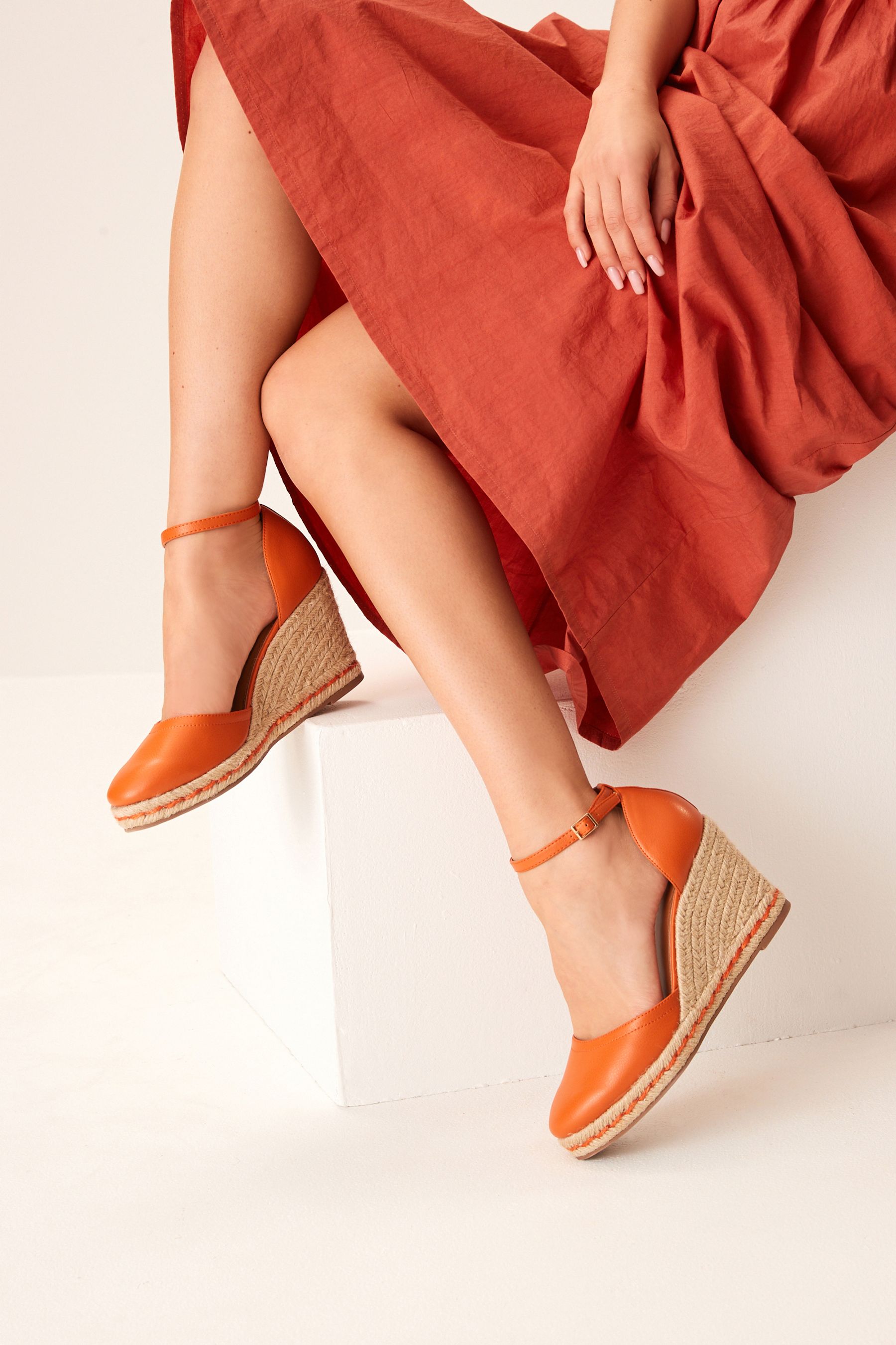 Orange Forever Comfort Closed Toe High Wedges