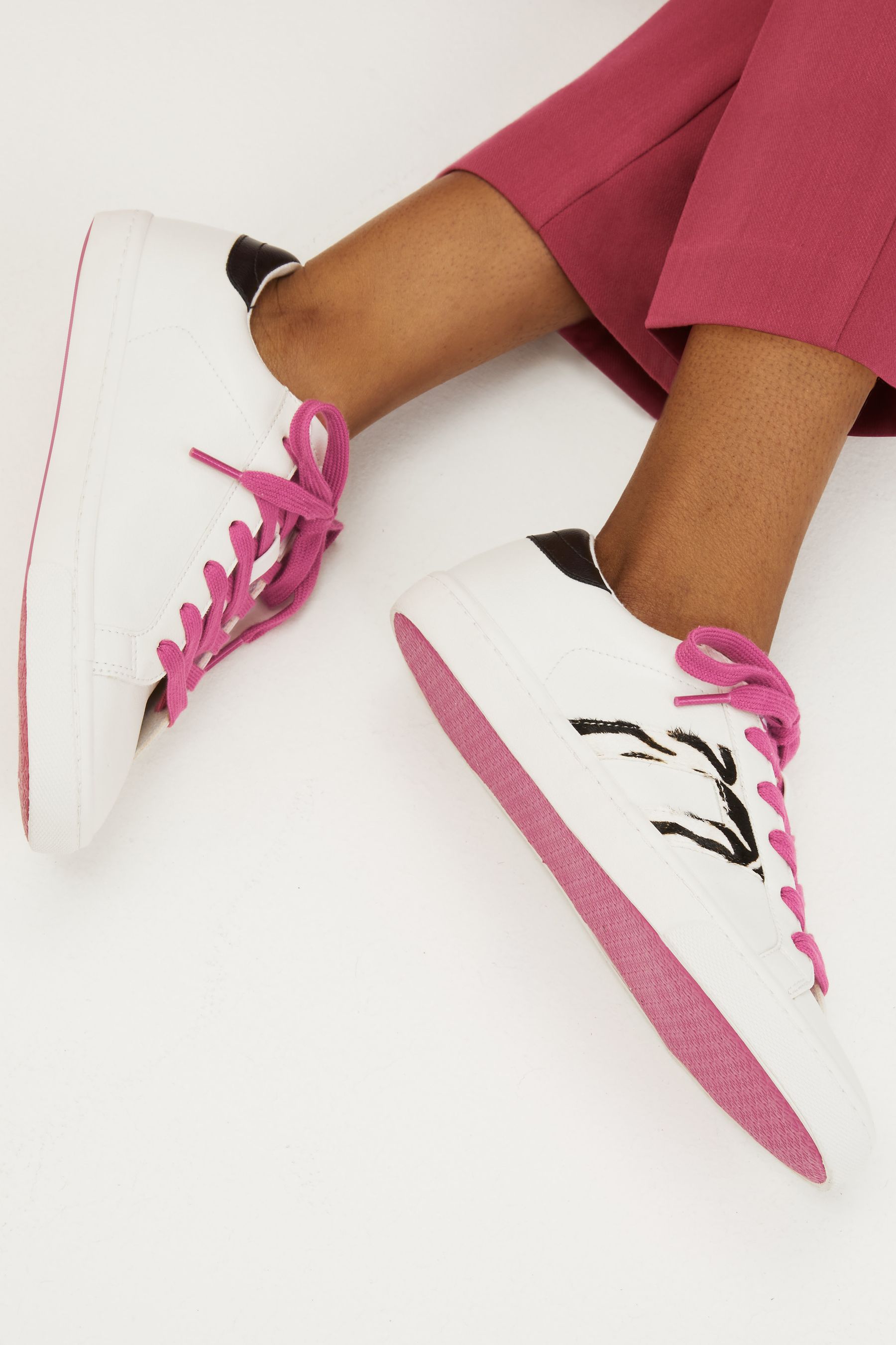 Buy White Pink Forever Comfort N Logo Slim Sole Trainers from Next Luxembourg
