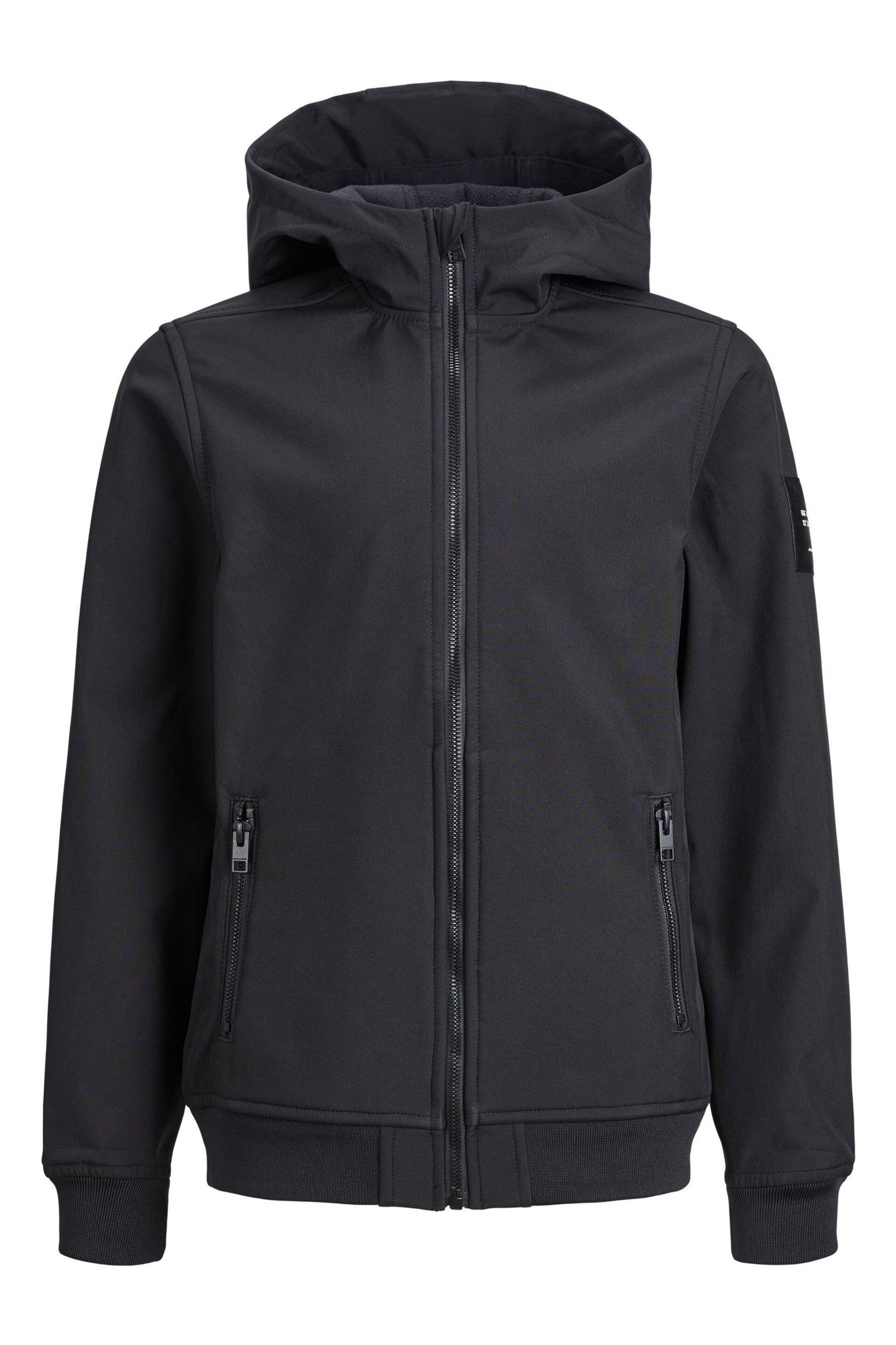 JACK & JONES Black Soft Shell Hooded Jacket - Image 7 of 8