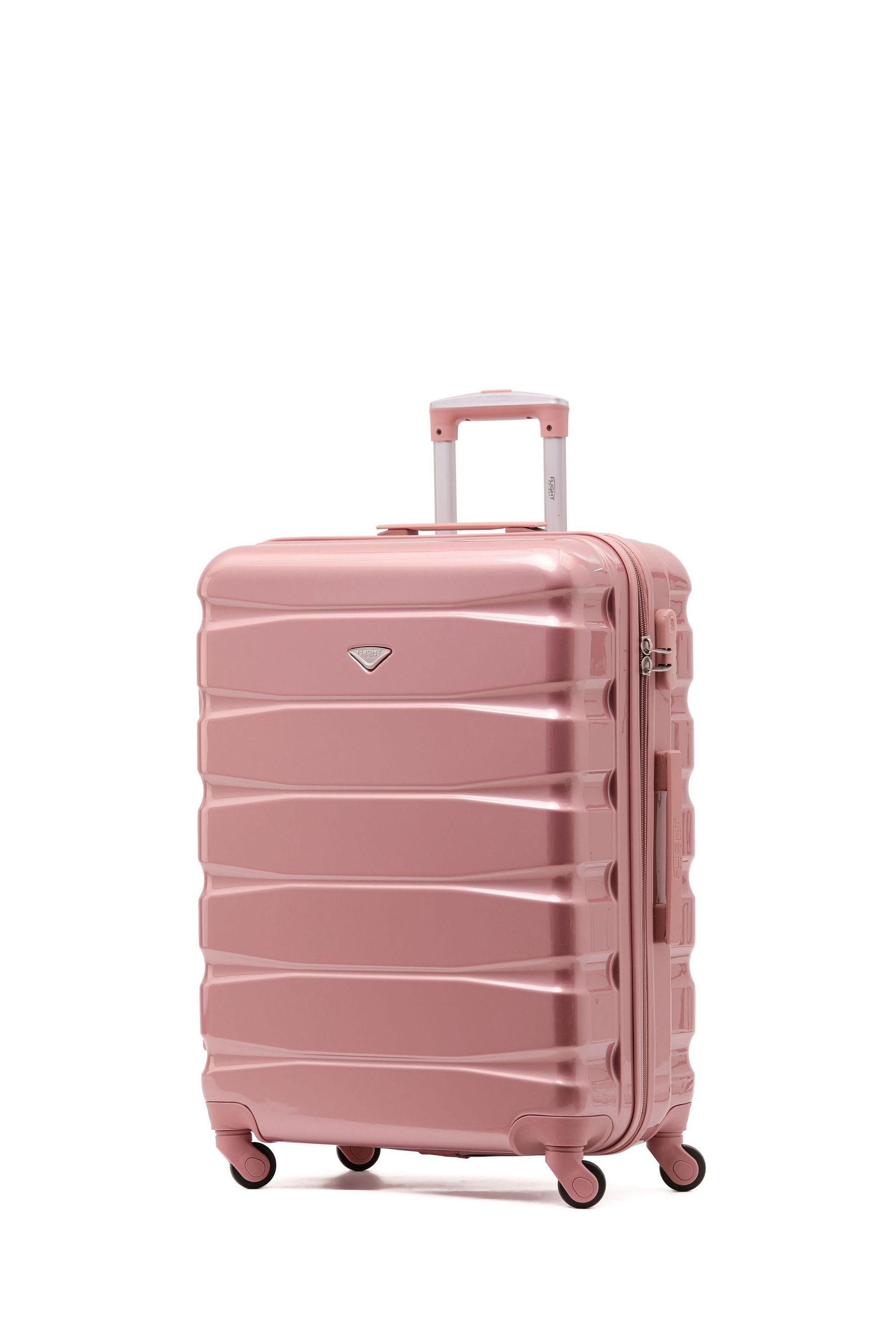 Flight Knight Rose Gold Gloss Medium Hardcase Lightweight Check In Suitcase With 4 Wheels ONE Womens