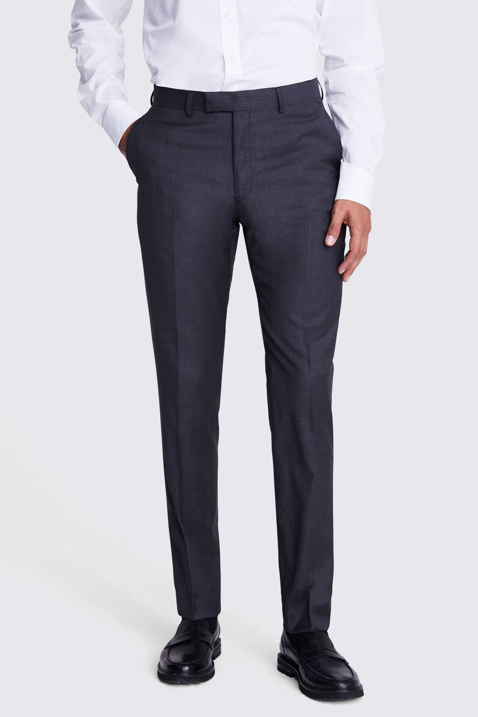 MOSS x Cerutti Charcoal Grey Tailored Fit Texture Suit Trousers - Image 1 of 3