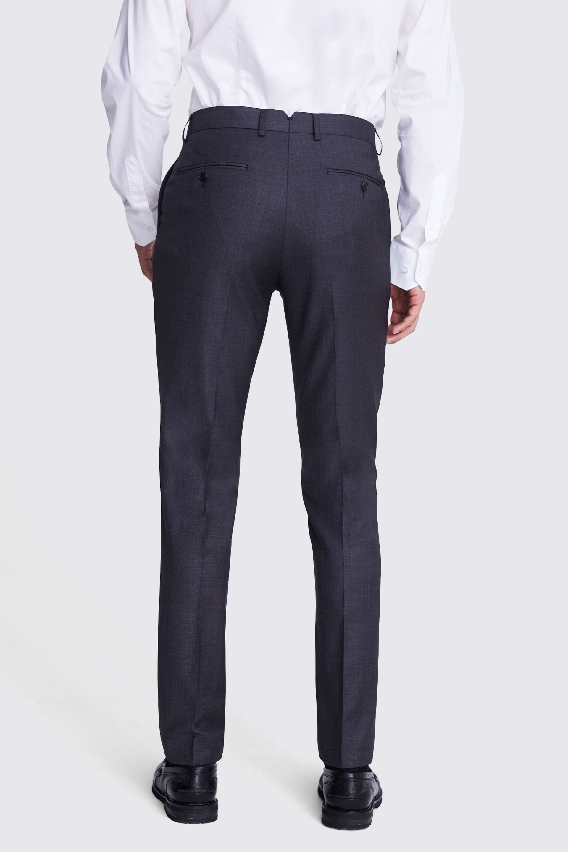 MOSS x Cerutti Charcoal Grey Tailored Fit Texture Suit Trousers - Image 2 of 3