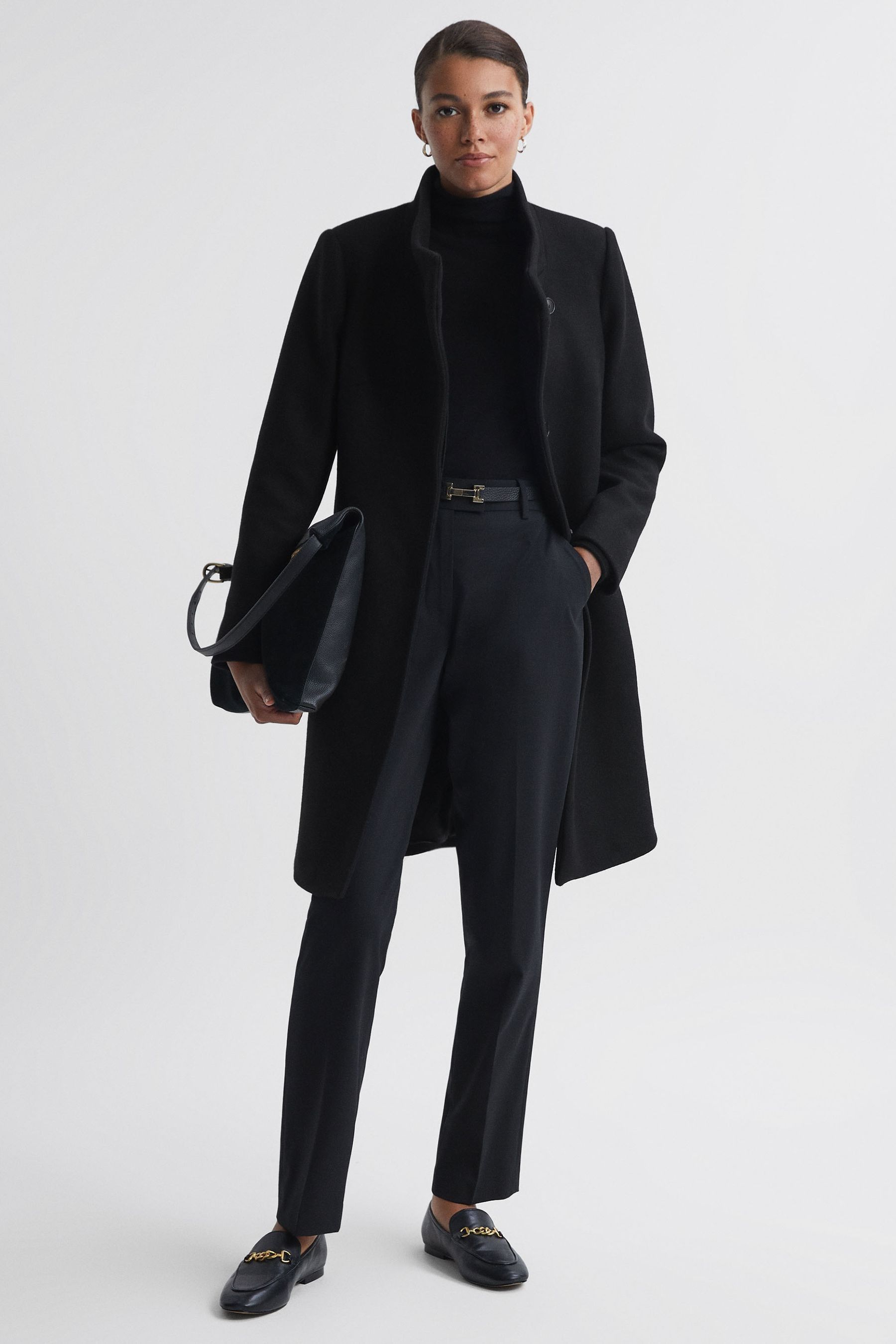 Black wool midi coat store