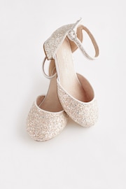 Ivory White Glitter Occasion Ankle Strap Low Heel Shoes - Image 4 of 7