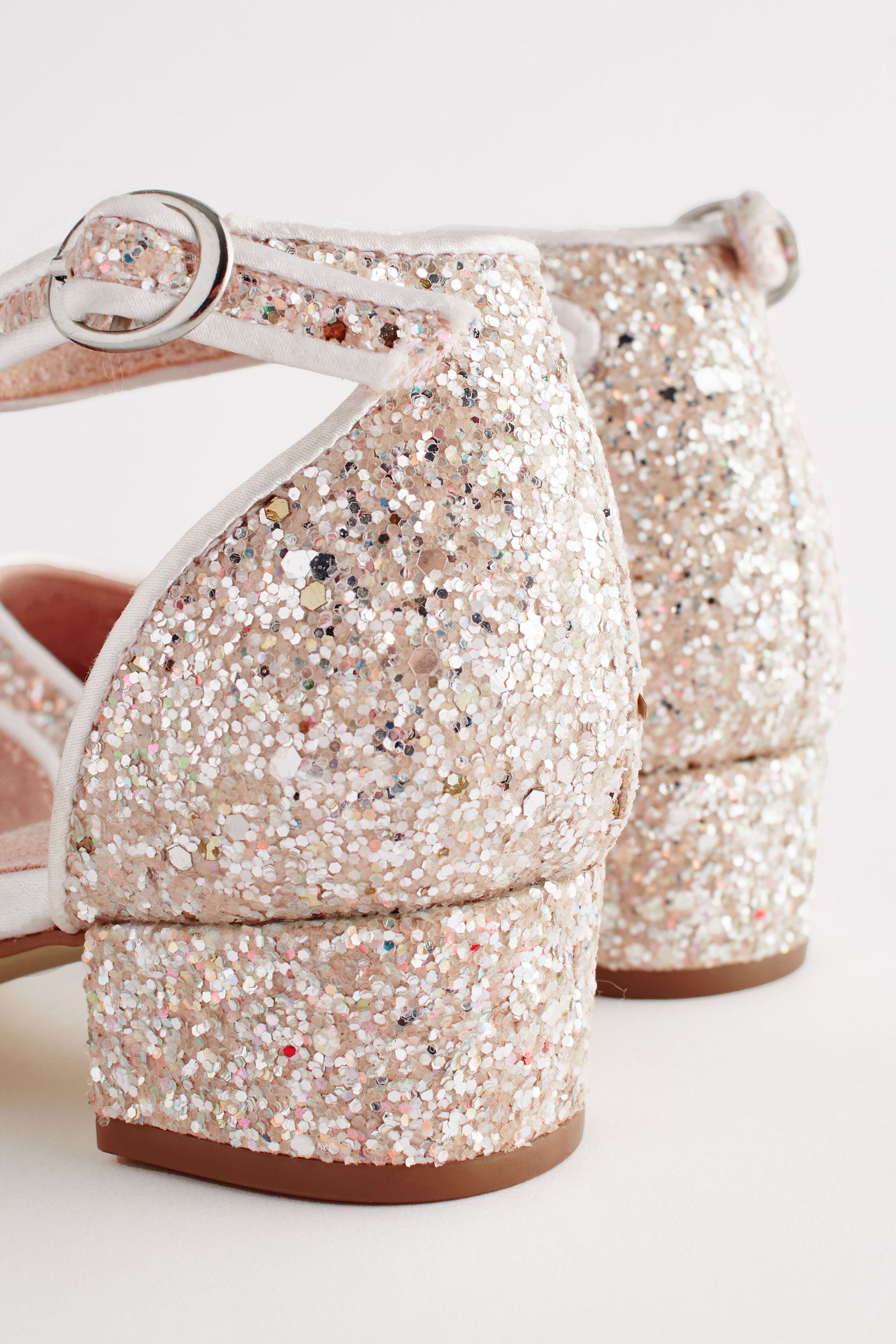 Low heel glitter shoes hot sale