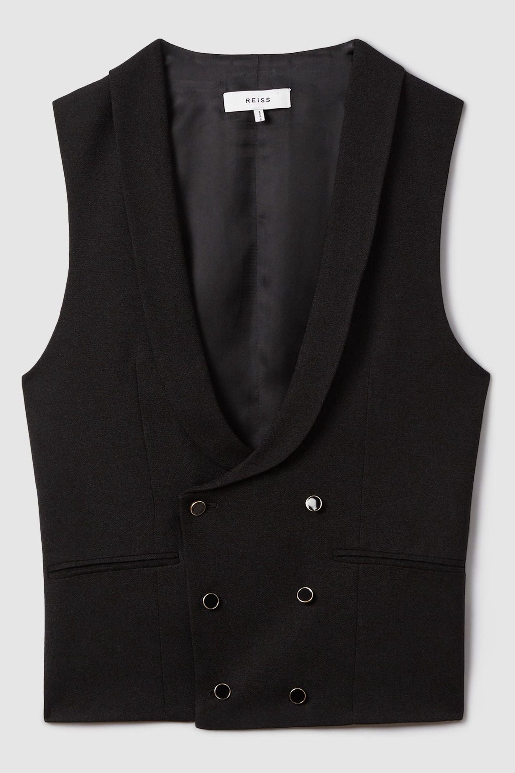 Buy Reiss Black Titanic Slim Fit Double Breasted Tuxedo Waistcoat from Next Luxembourg