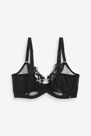 Black DD+ Non Pad Plunge Floral Embroidered Bra - Image 3 of 3