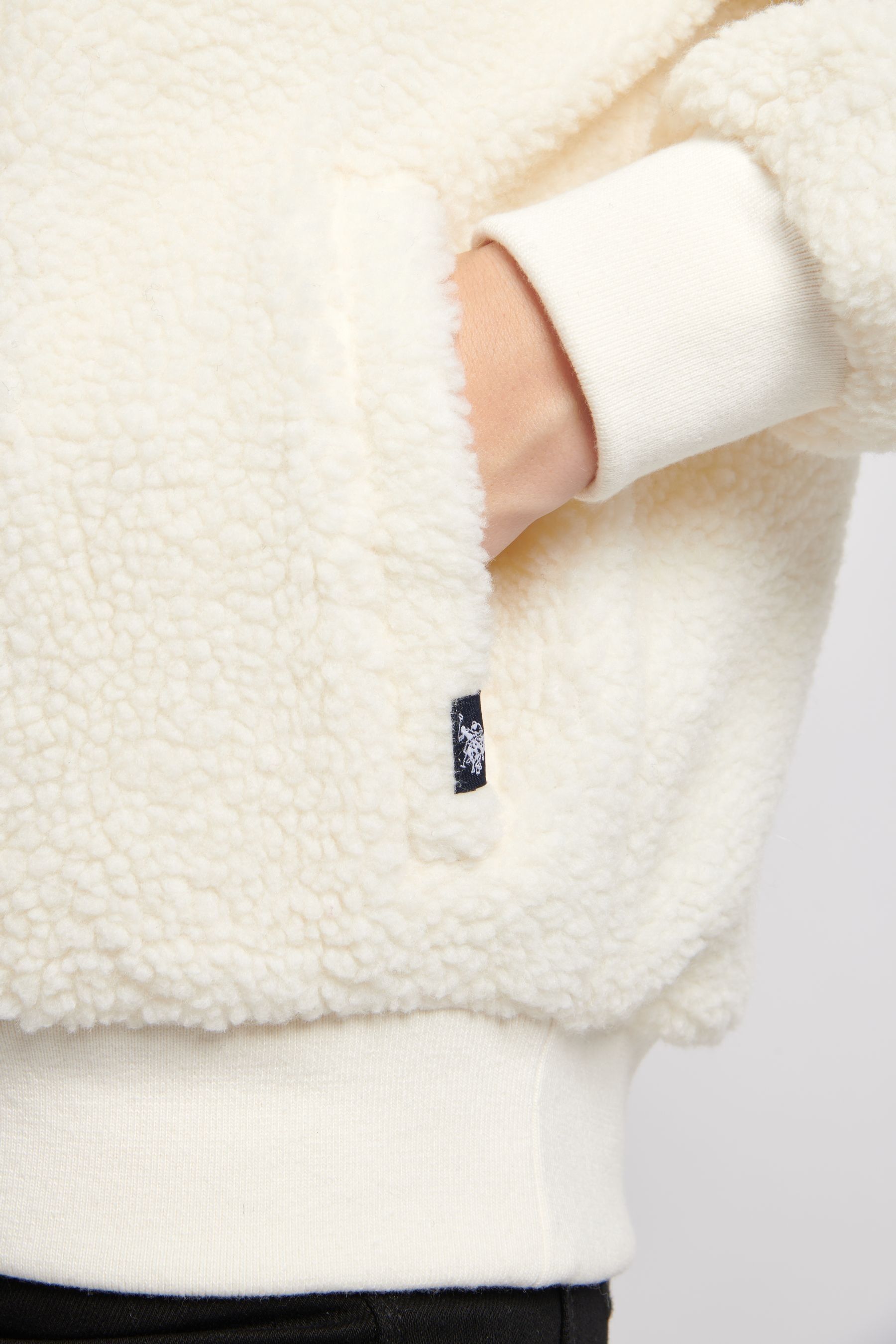 Buy U.S. Polo Assn. Womens Cream Teddy Quarter Zip Hoodie from Next Luxembourg