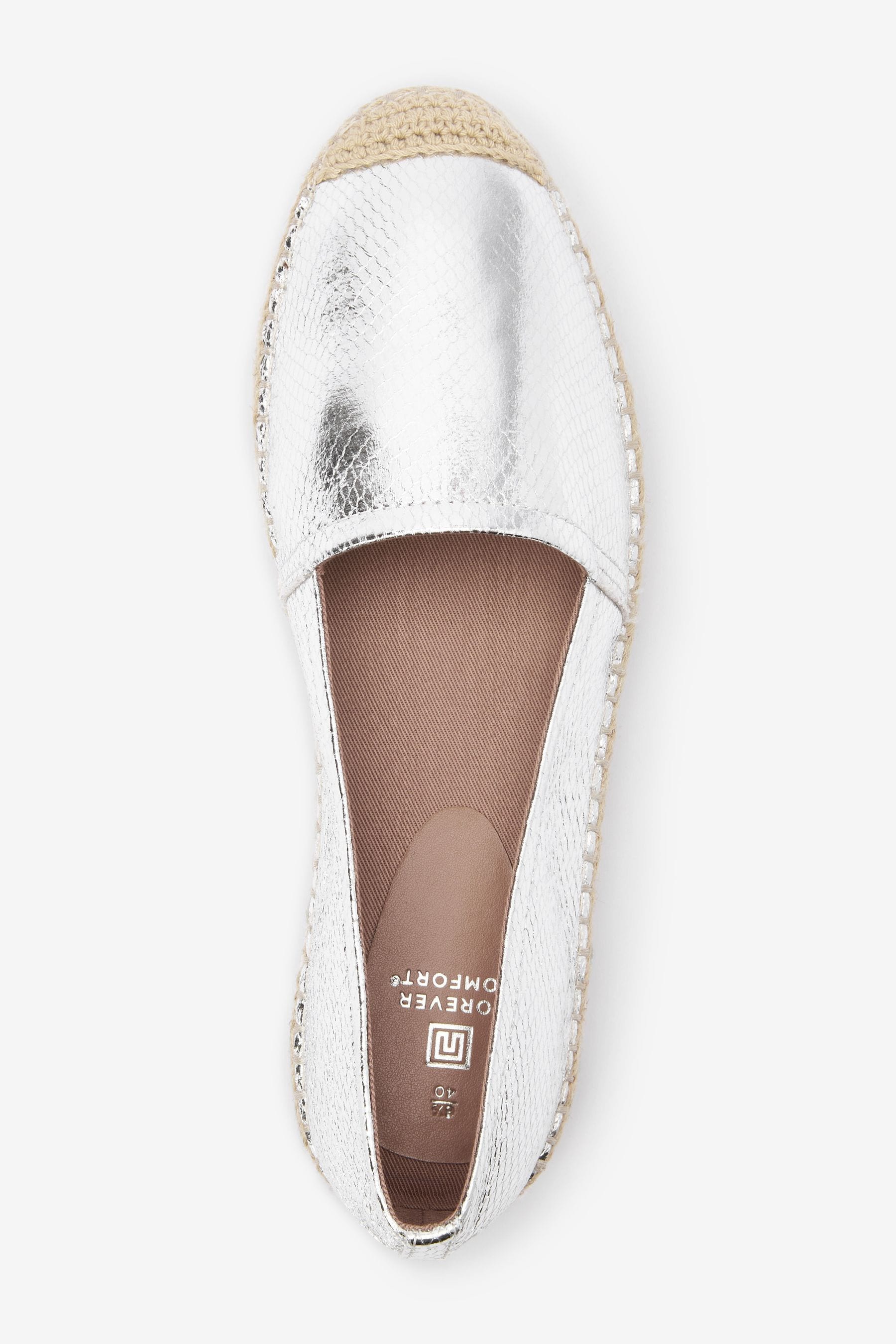 Silver flat espadrilles clearance