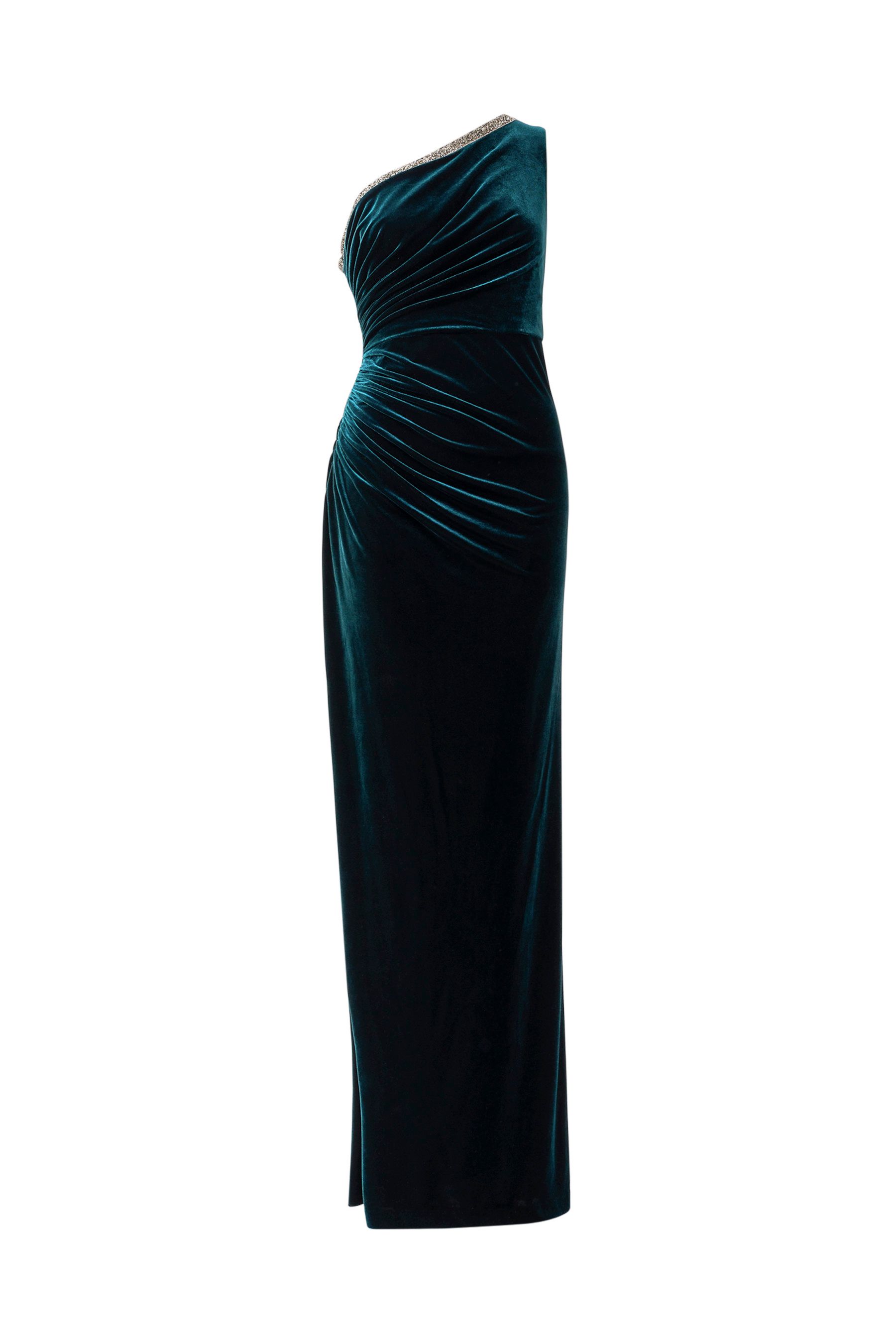 Buy Adrianna Papell Green Velvet One Shoulder Gown from Next Luxembourg