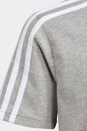 adidas Grey Essentials 3-Stripes Cotton T-Shirt - Image 4 of 5