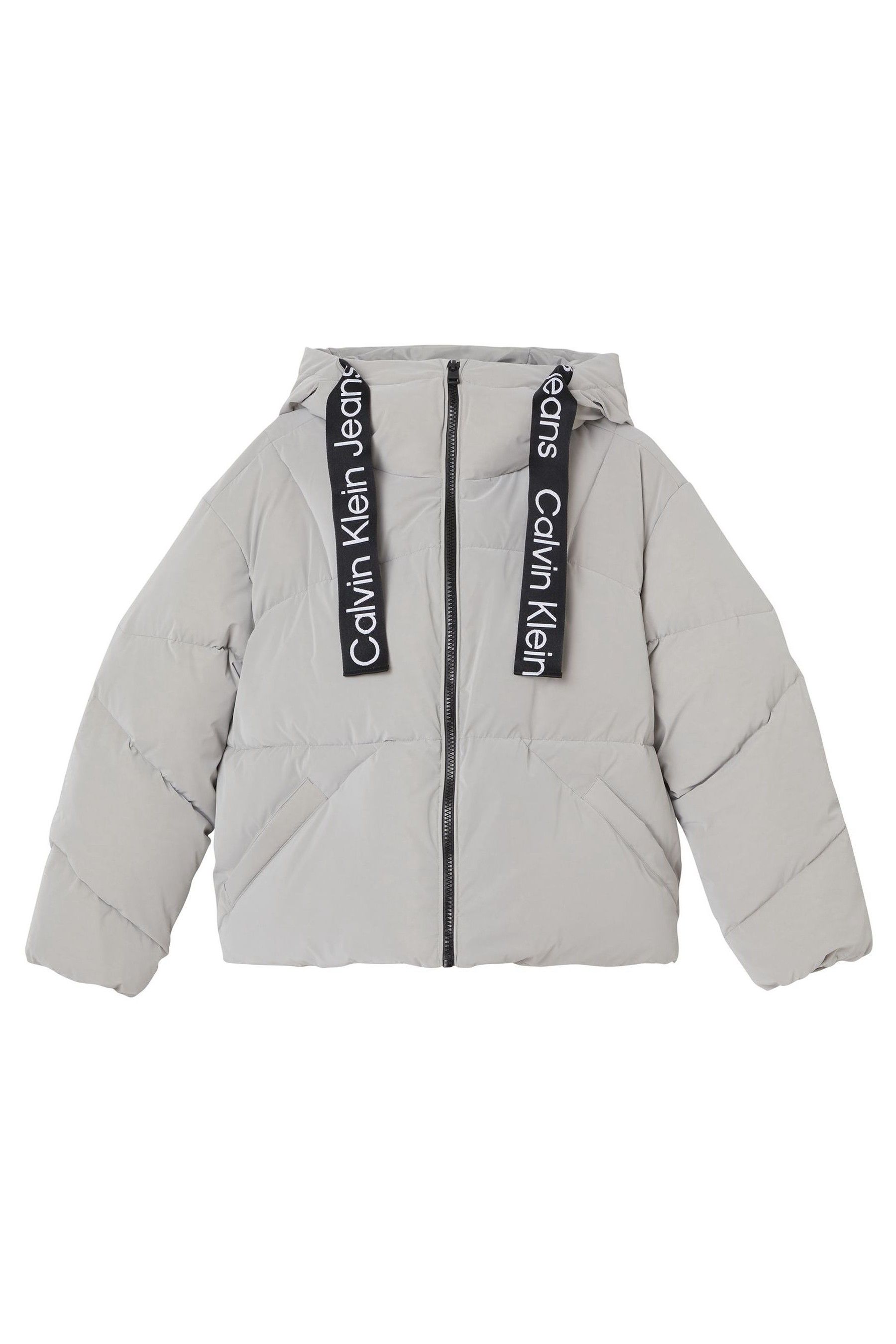 Buy Calvin Klein Jeans Grey Drawstring Soft Touch Puffer Jacket from Next Luxembourg