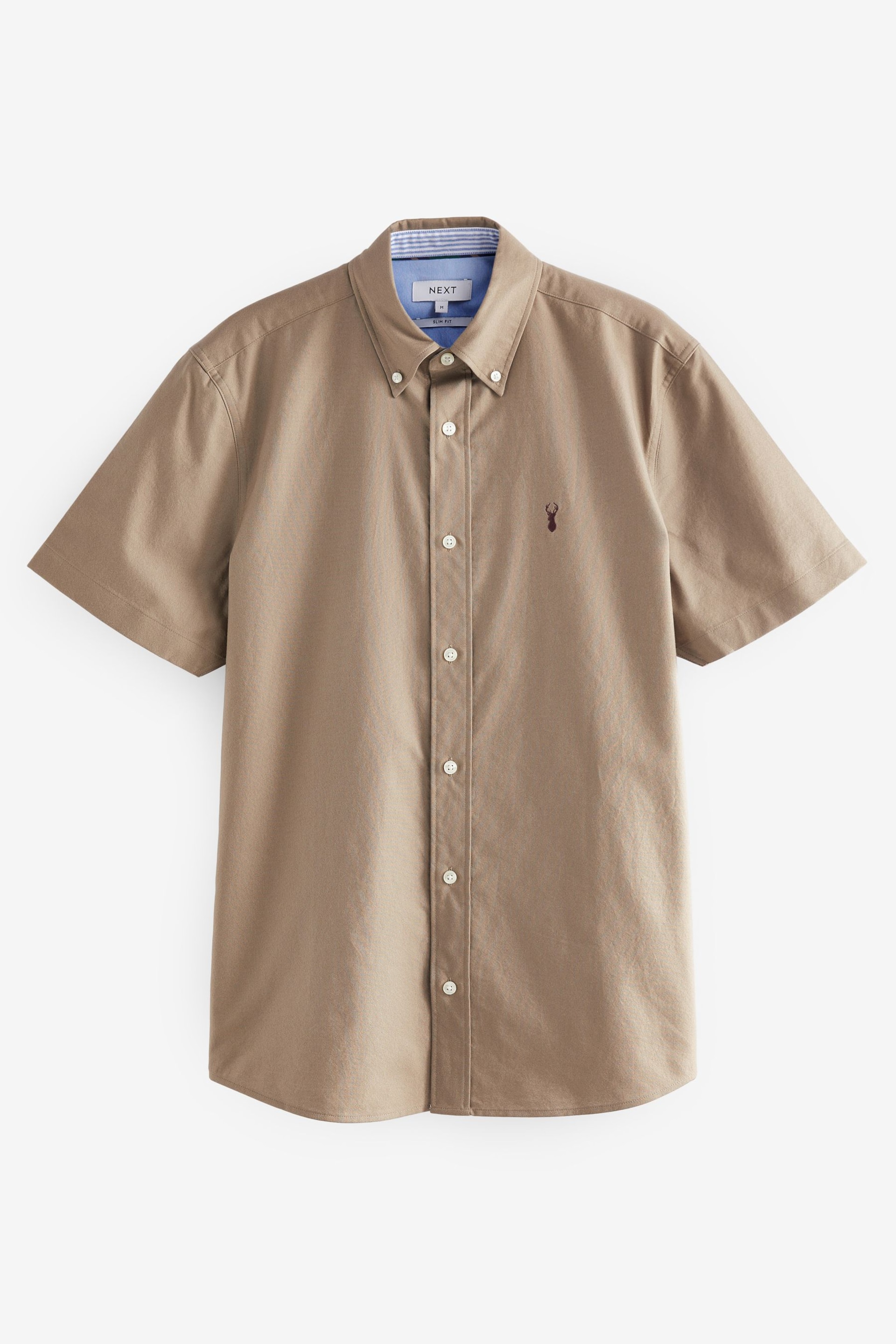Stone Natural Slim Fit Short Sleeve Oxford Shirt - Image 6 of 6