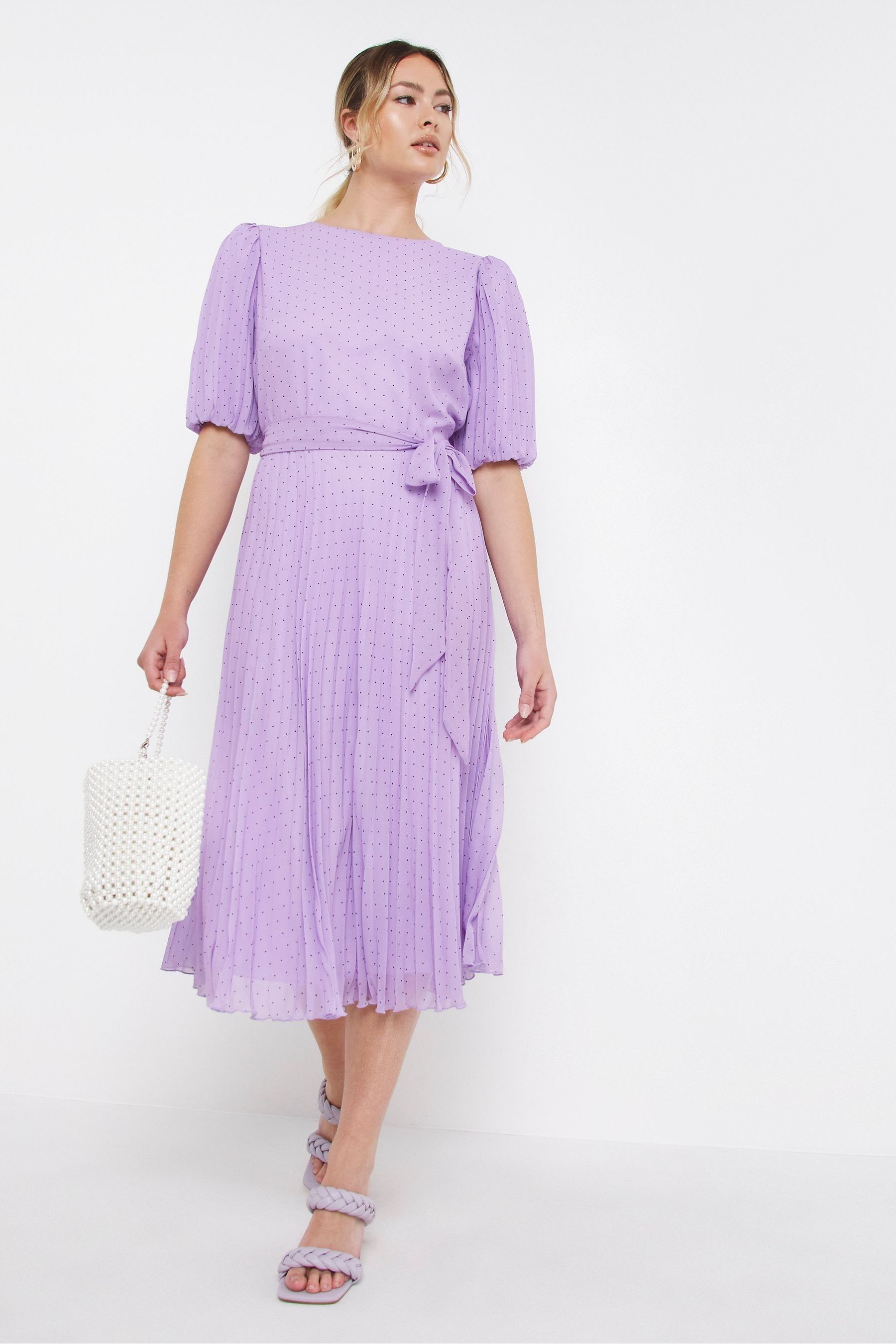 Buy Joanna Hope Purple Spot Pleated Midi Dress from the Next UK online shop