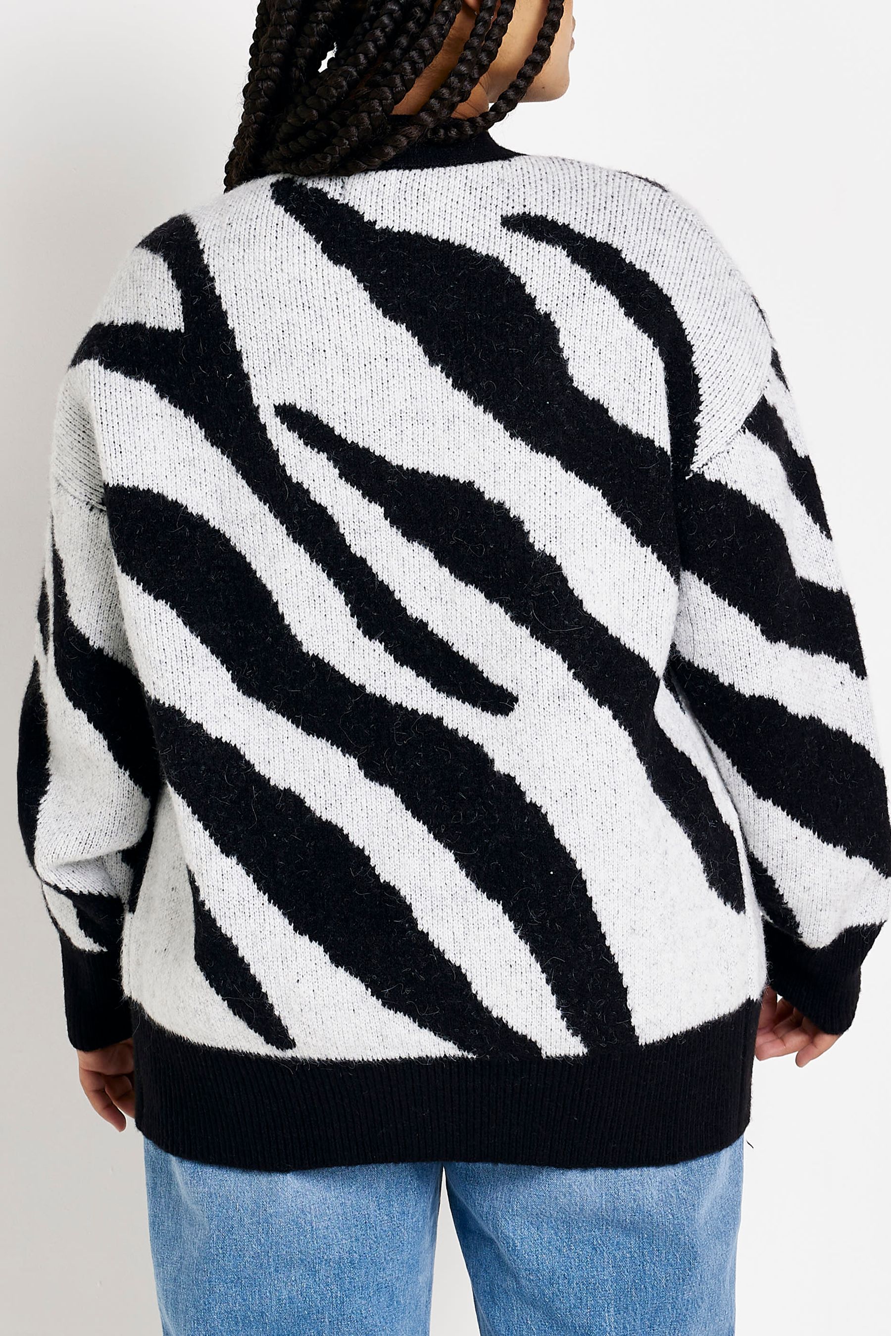 Buy River Island Zebra Animal Black Cardigan from Next Luxembourg