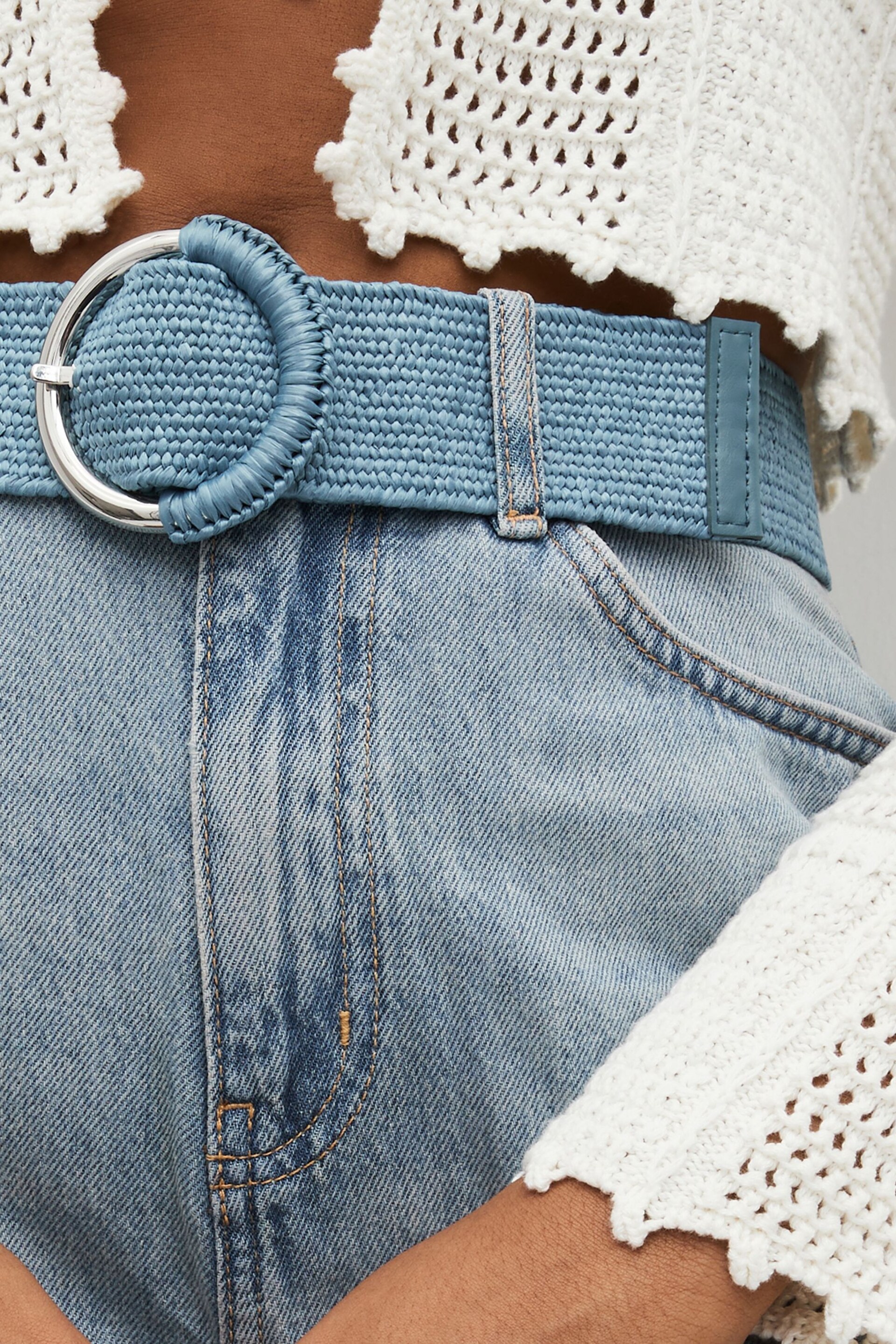 Blue Raffia Wide Belt - Image 3 of 4