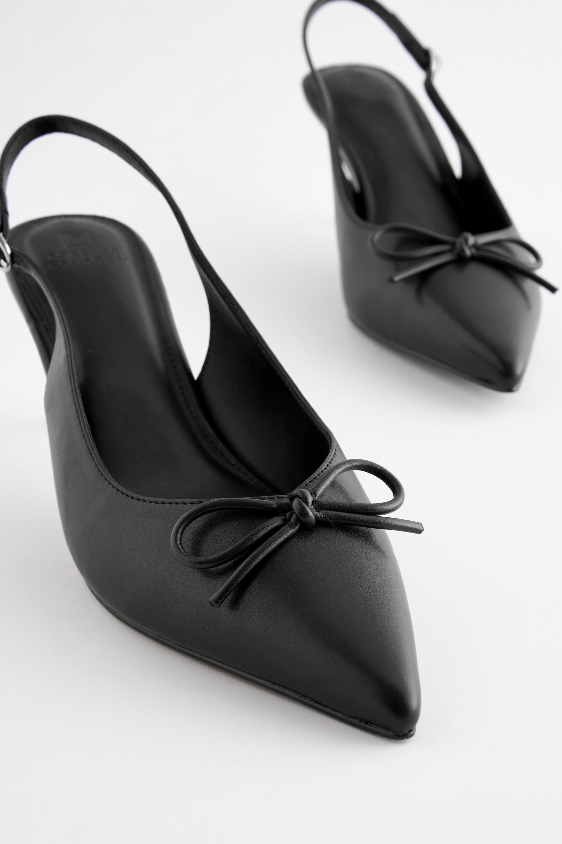 Black Forever Comfort Bow Slingback Heels - Image 3 of 7