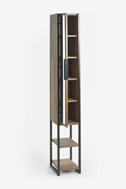 Natural Bronx Tall Boy Shelf Mirrored Storage Unit - Image 6 of 7