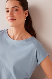 Dusky Blue Round Neck Cap Sleeve T-Shirt - Image 4 of 5