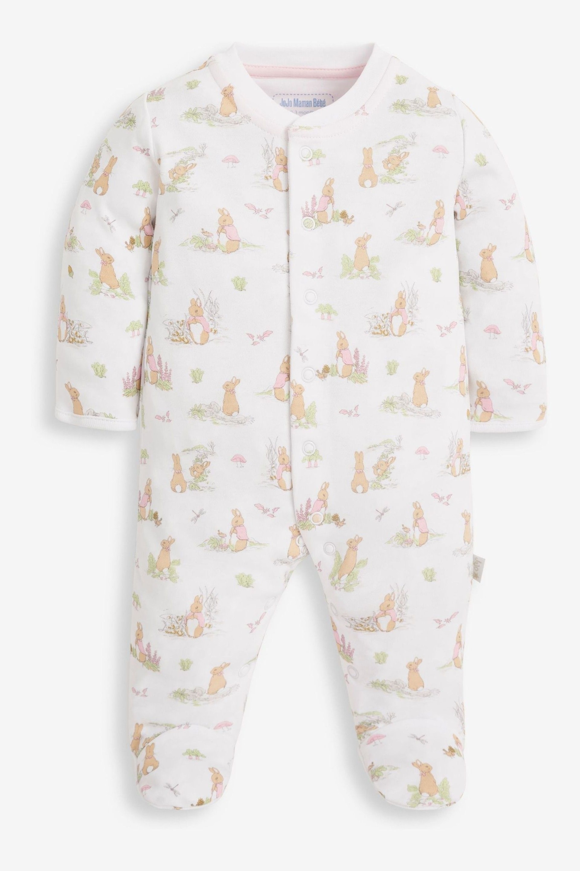 JoJo Maman Bébé Pink 3-Piece Flopsy Bunny Sleepsuit, Jacket & Hat Set - Image 5 of 9