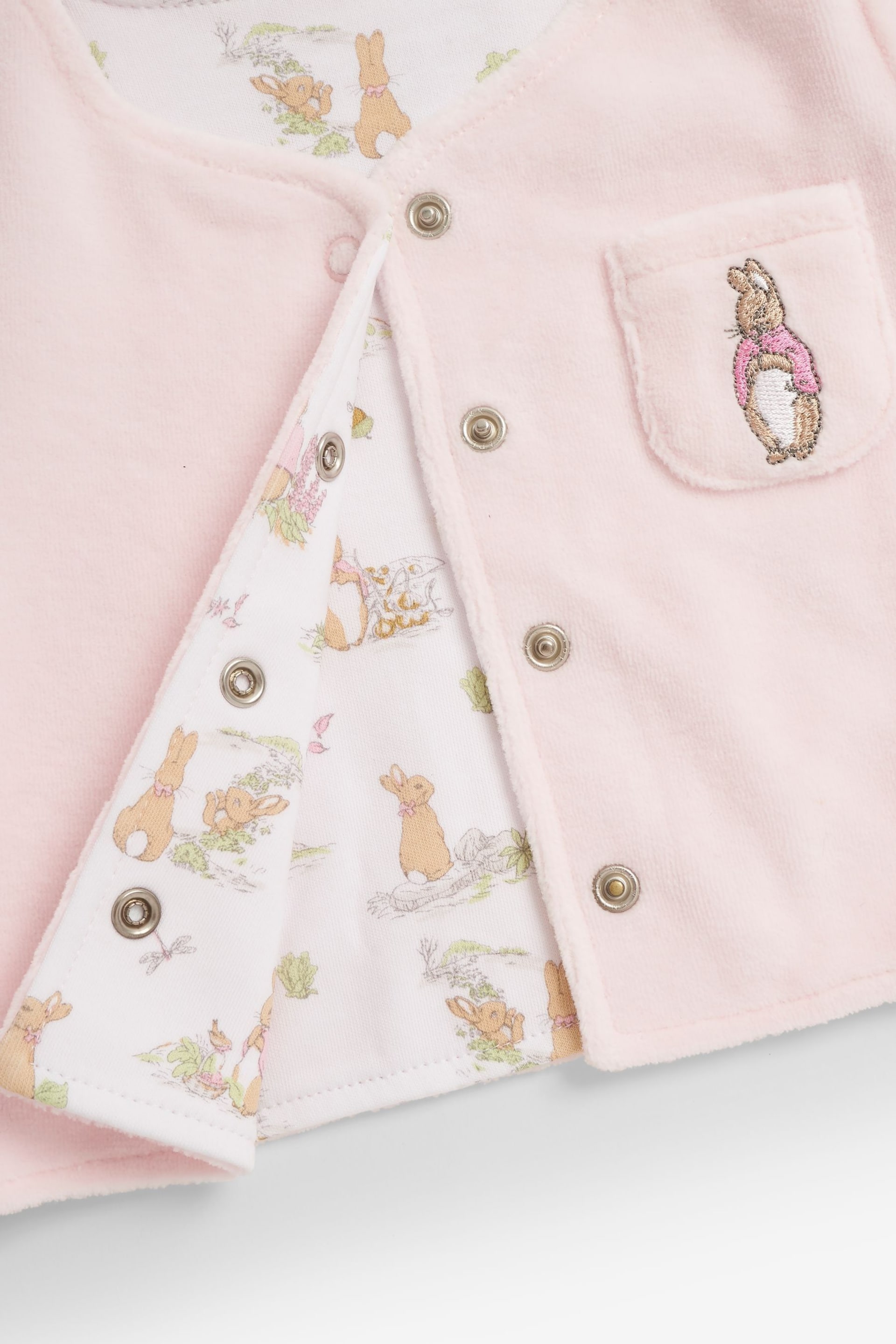 JoJo Maman Bébé Pink 3-Piece Flopsy Bunny Sleepsuit, Jacket & Hat Set - Image 8 of 9