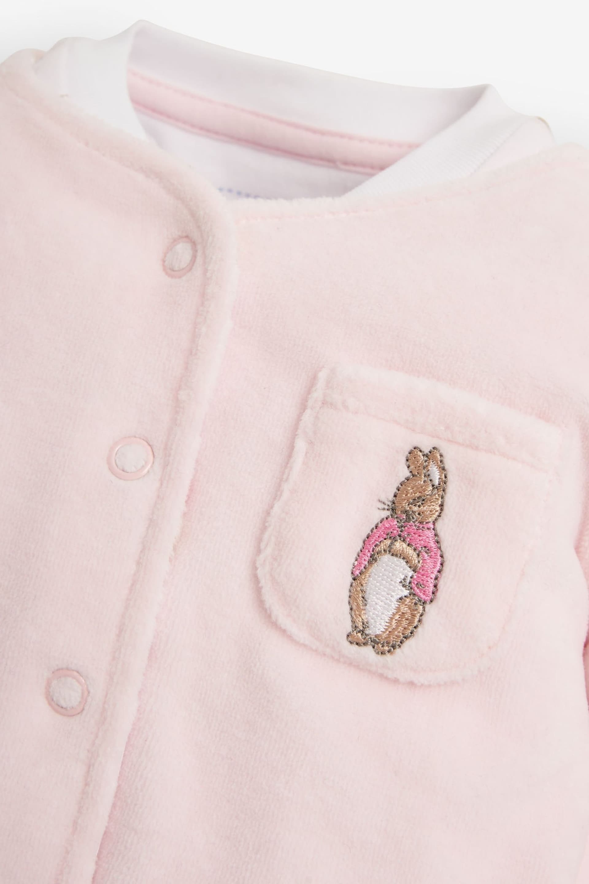 JoJo Maman Bébé Pink 3-Piece Flopsy Bunny Sleepsuit, Jacket & Hat Set - Image 9 of 9