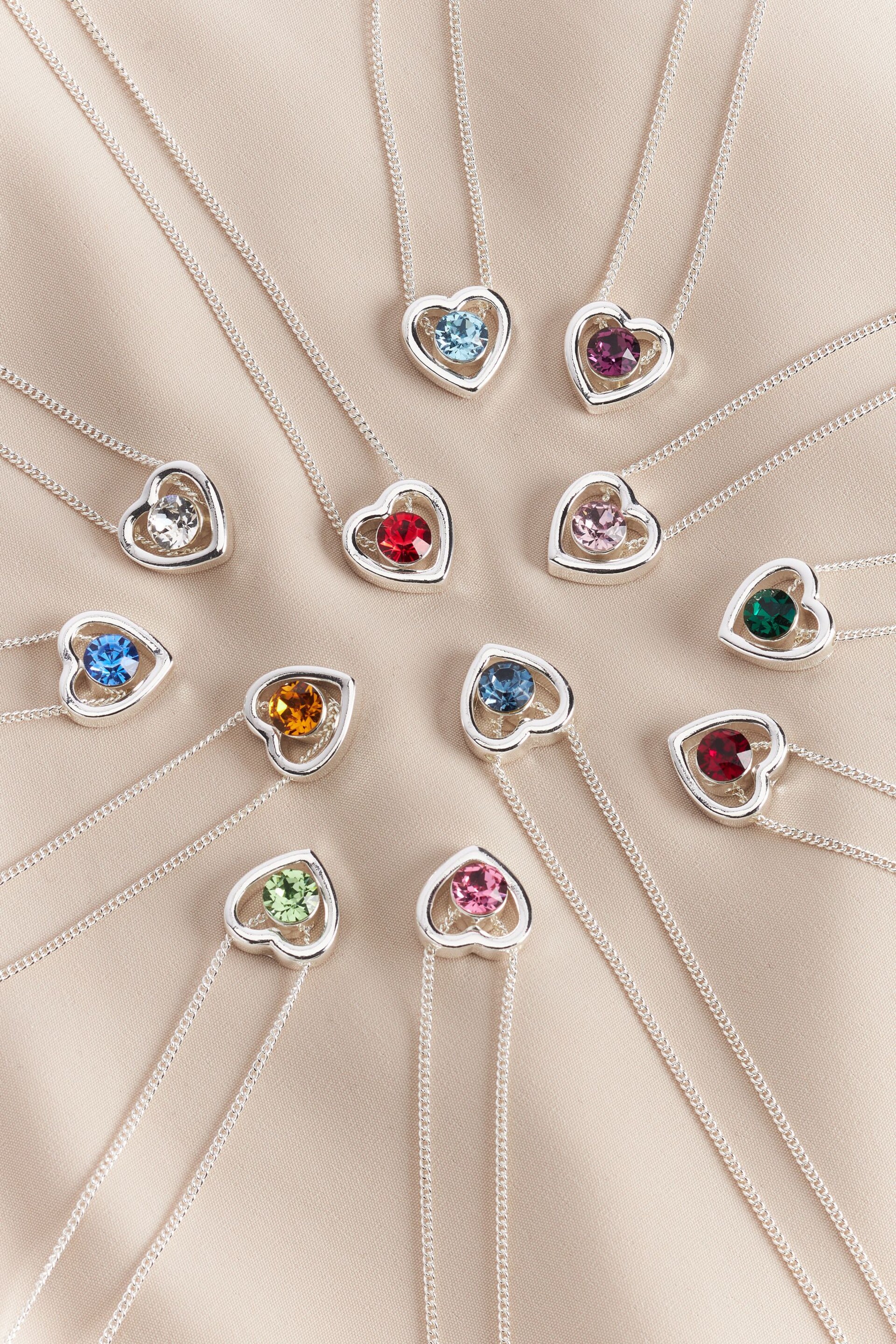 Silver Plated Heart Birthstone Necklace - Image 1 of 13