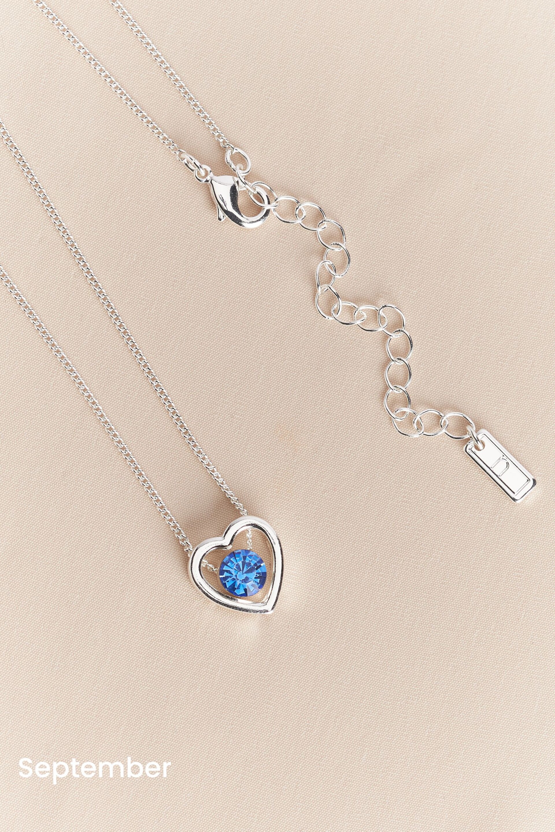 Silver Plated Heart Birthstone Necklace - Image 10 of 13