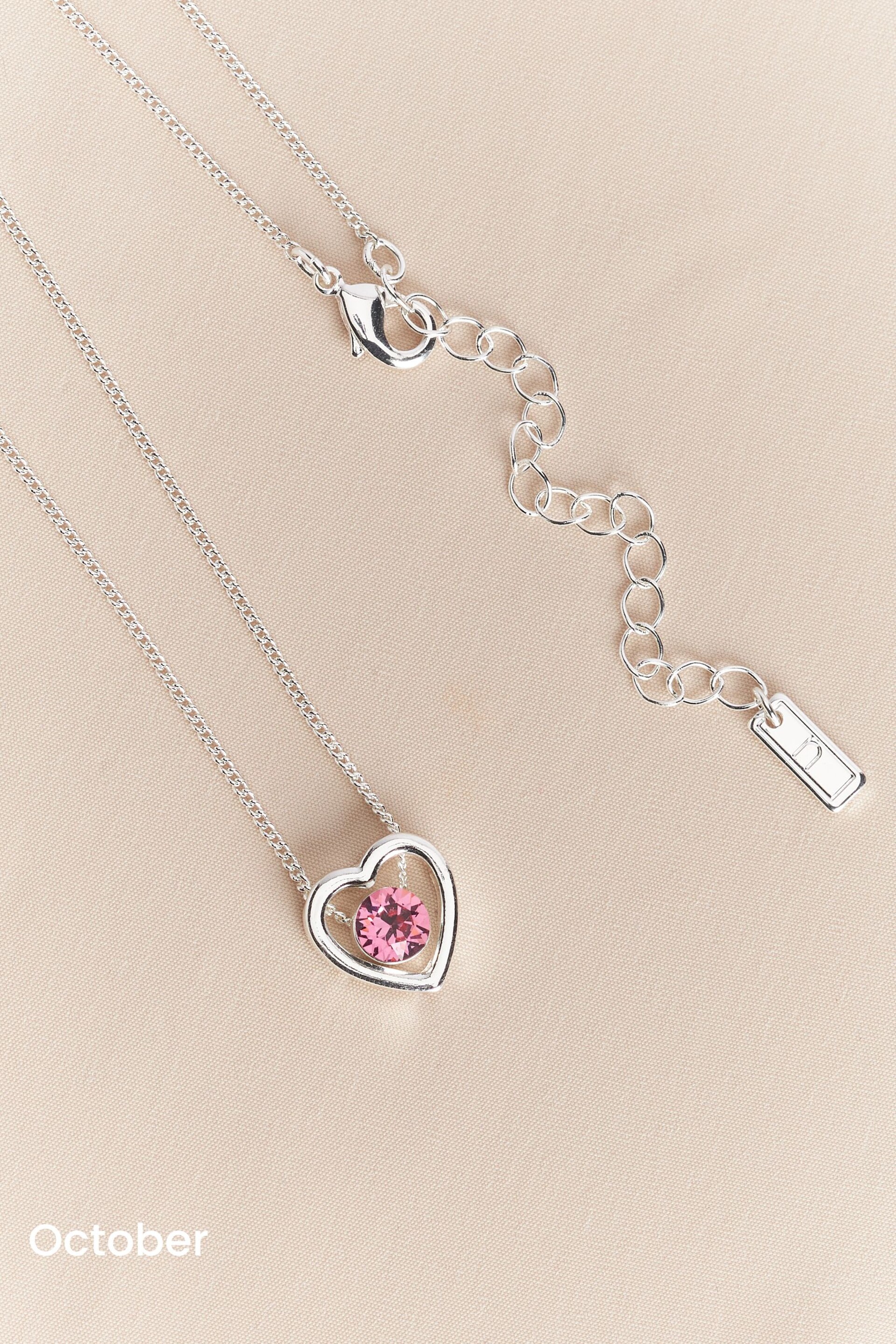 Silver Plated Heart Birthstone Necklace - Image 11 of 13