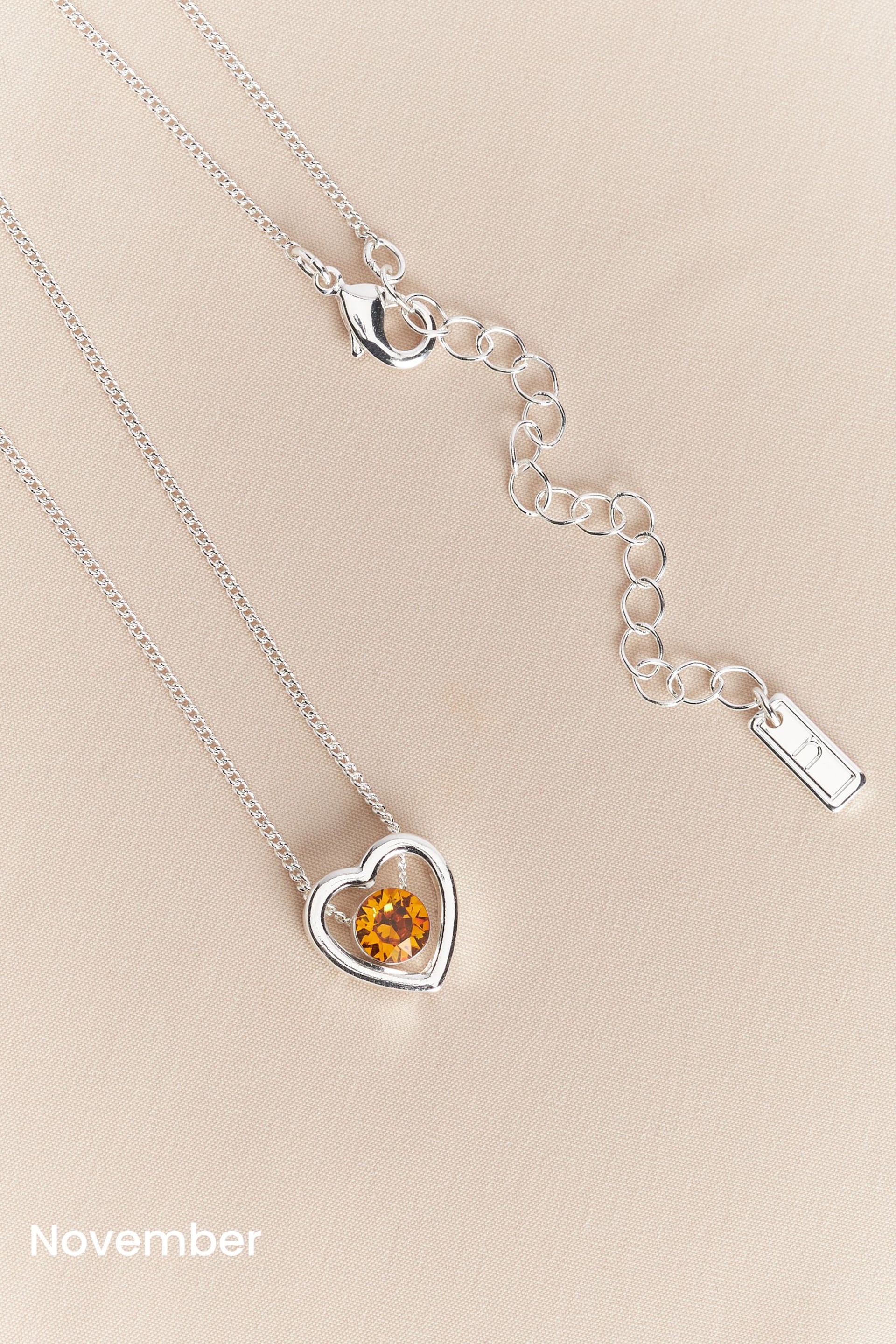 Silver Plated Heart Birthstone Necklace - Image 12 of 13