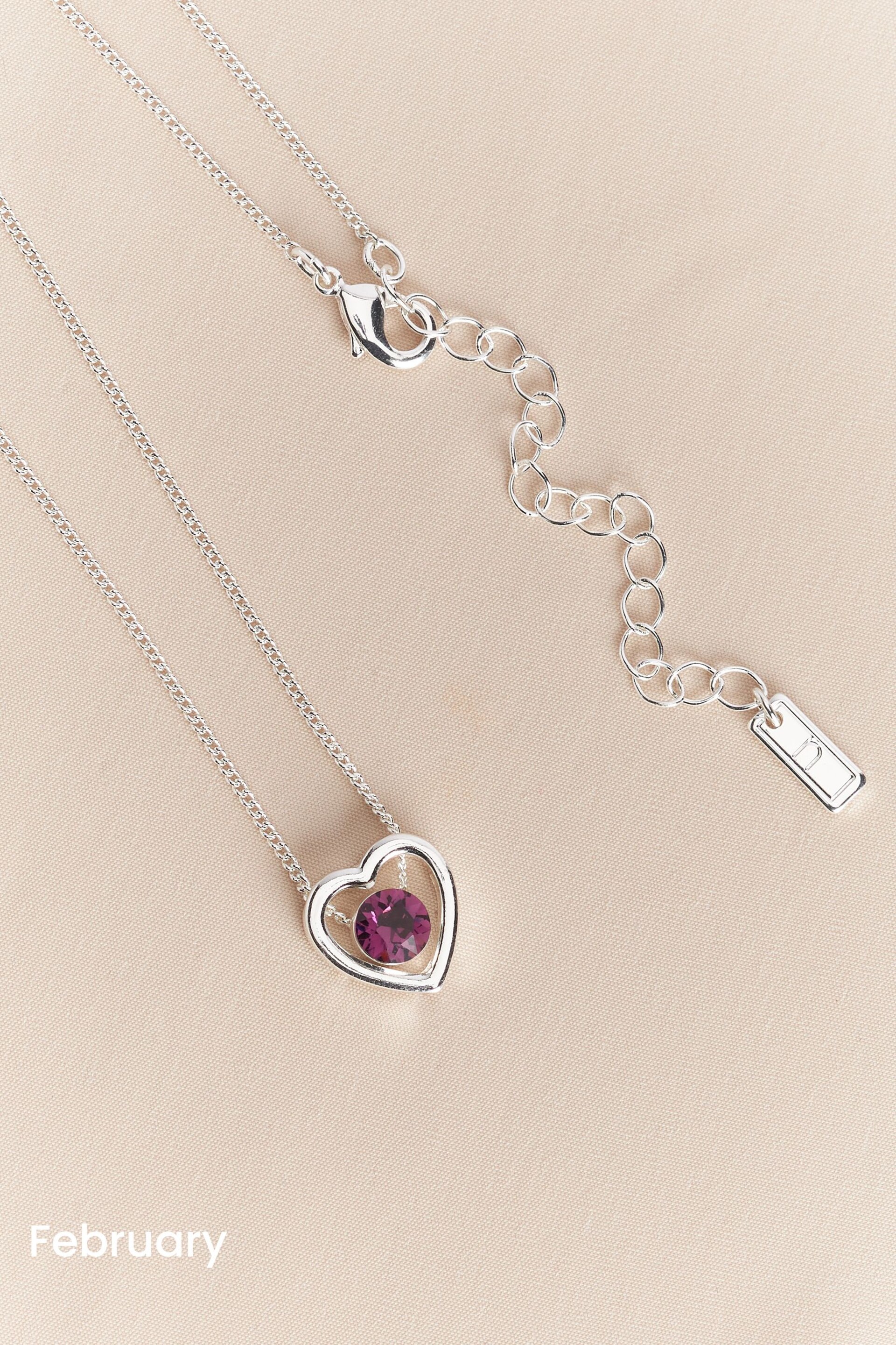 Silver Plated Heart Birthstone Necklace - Image 3 of 13