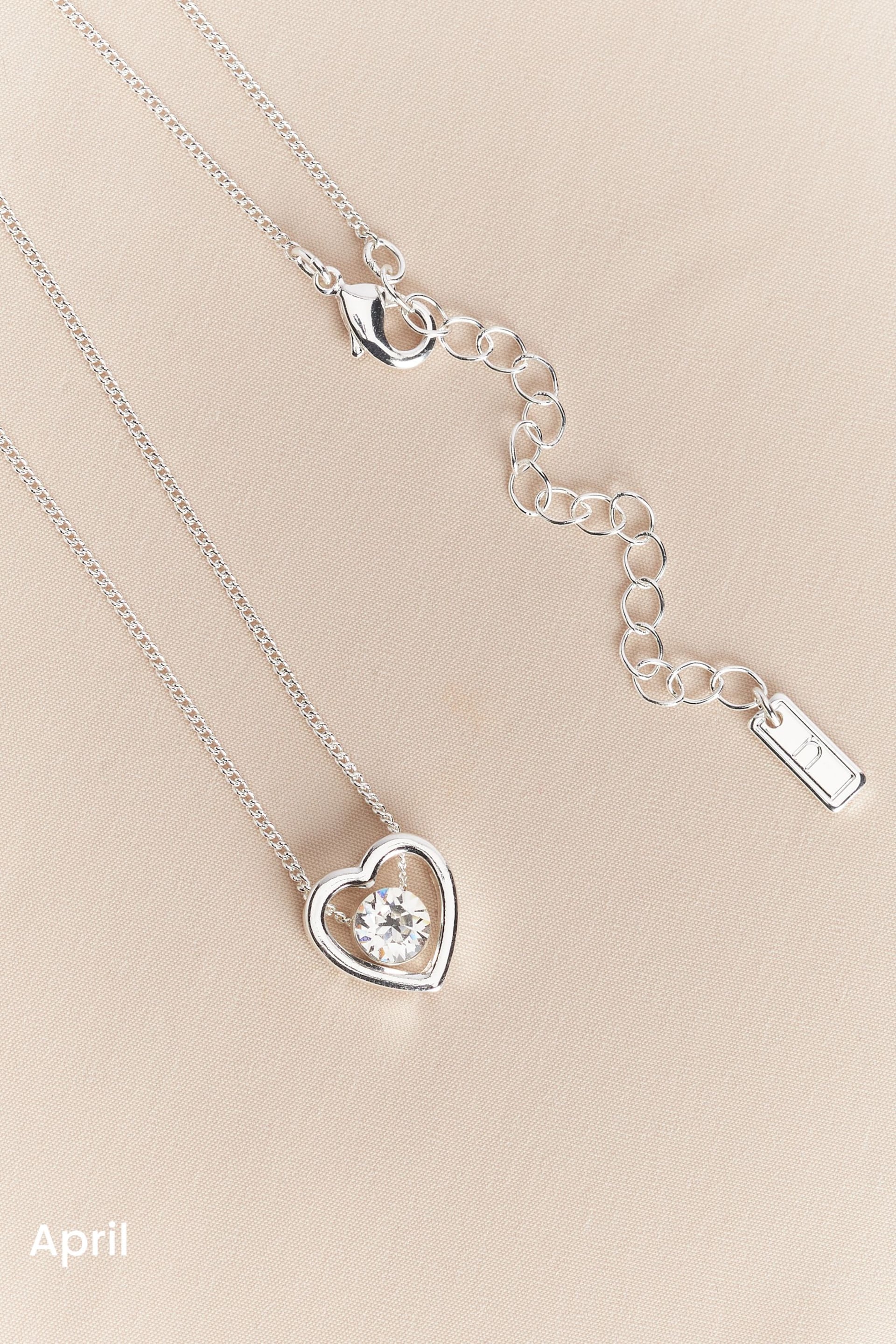 Silver Plated Heart Birthstone Necklace - Image 5 of 13