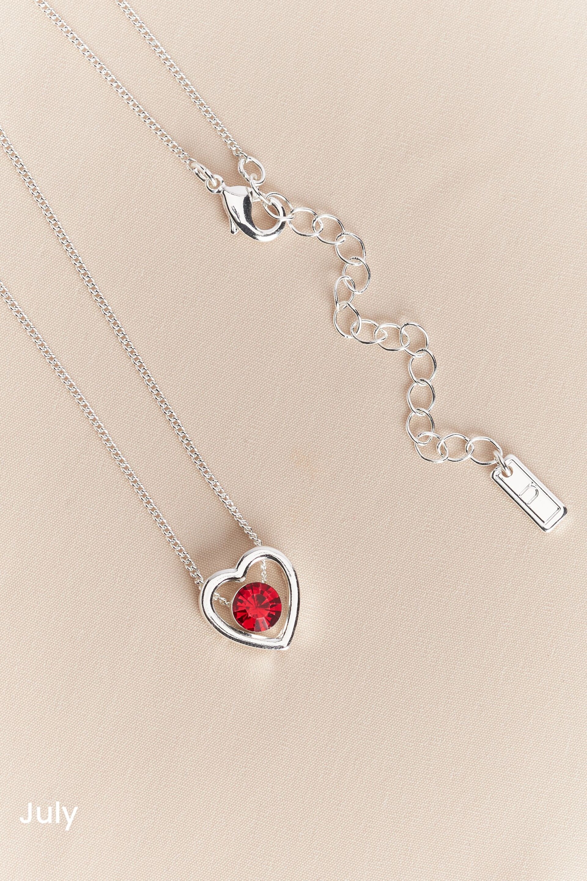 Silver Plated Heart Birthstone Necklace - Image 8 of 13