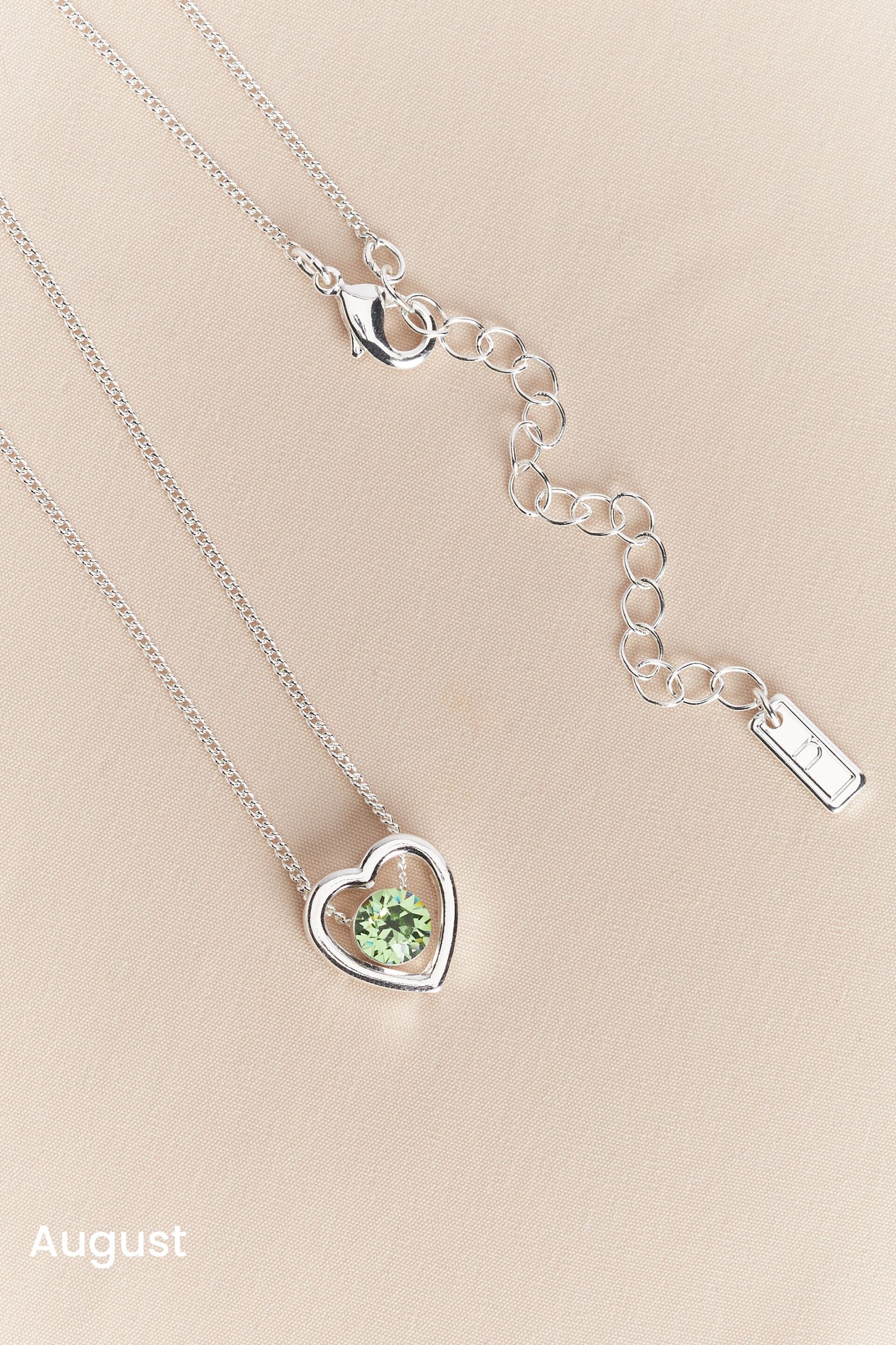 Silver Plated Heart Birthstone Necklace - Image 9 of 13