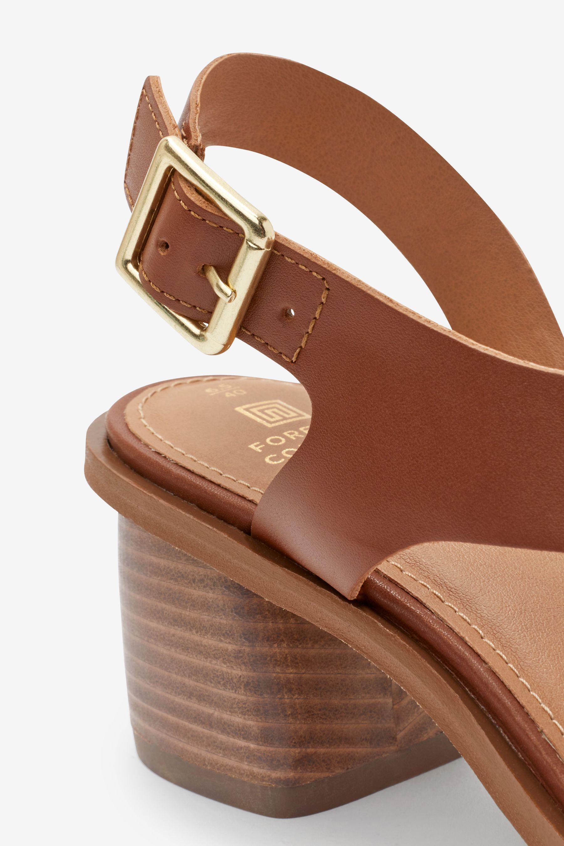 Buy Tan Brown Forever Comfort Leather Asymmetric Block Heel Sandals from Next Luxembourg