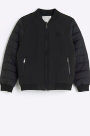 River Island Black Chrome Boys Smart Bomber Jacket - Image 1 of 4