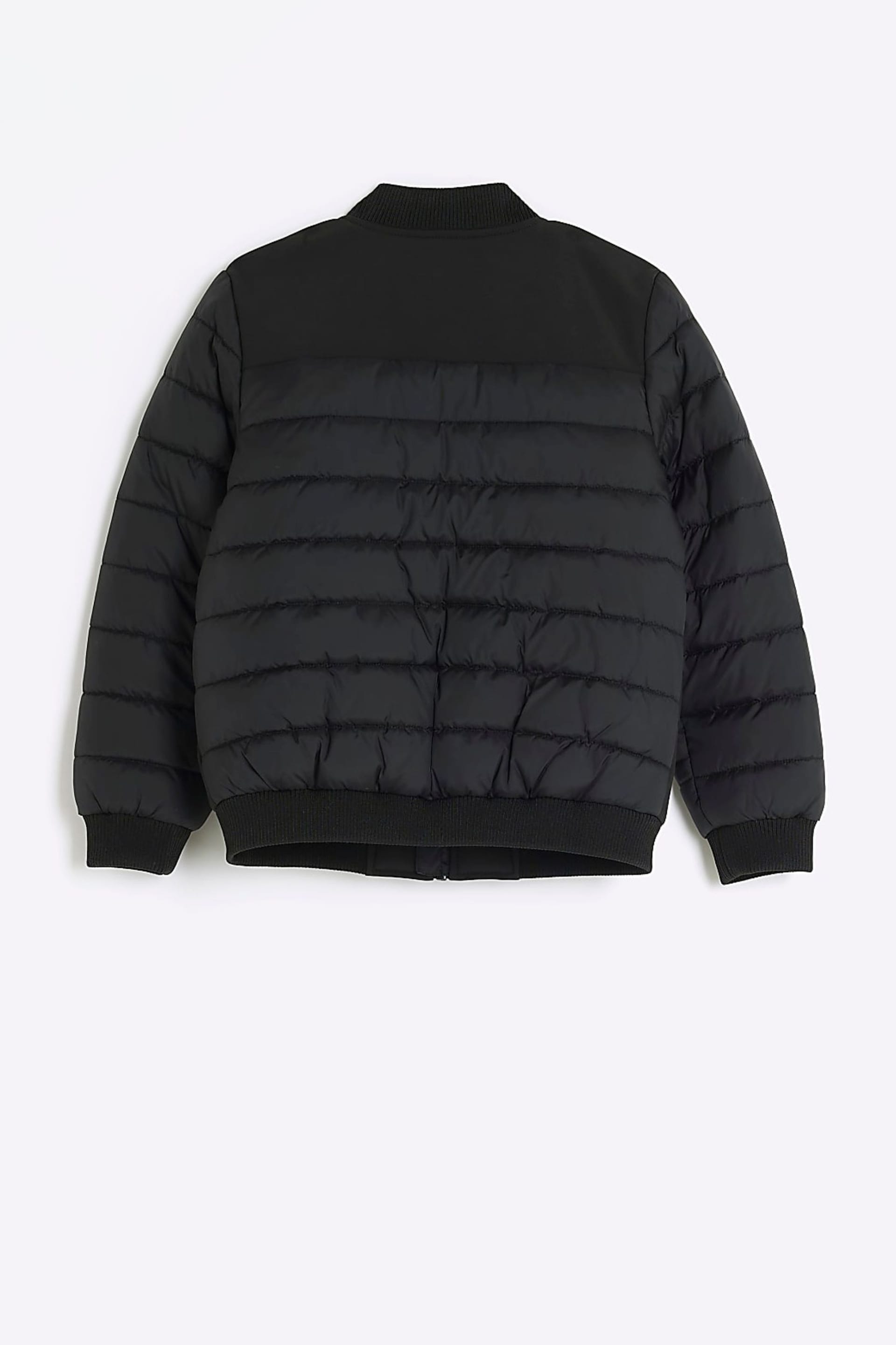 River Island Black Chrome Boys Smart Bomber Jacket - Image 2 of 4