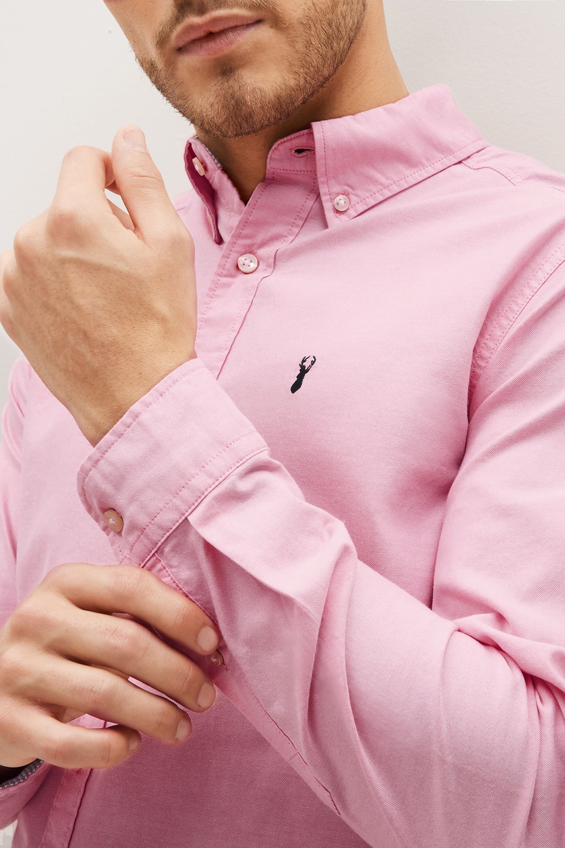 Buy Pink Regular Fit Long Sleeve Oxford 100 Cotton Shirt from the Next UK online shop