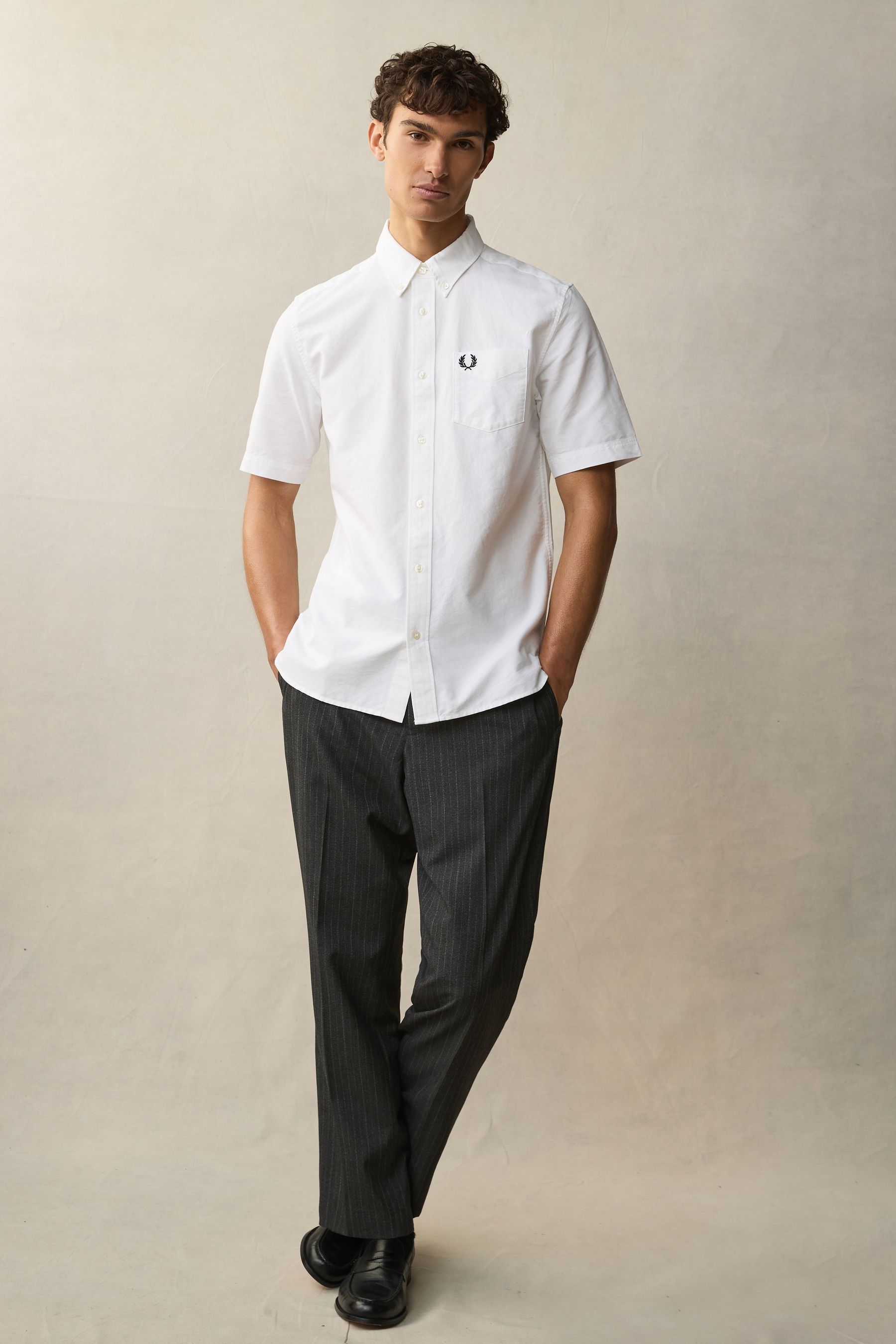 Fred perry white shirt short sleeve deals