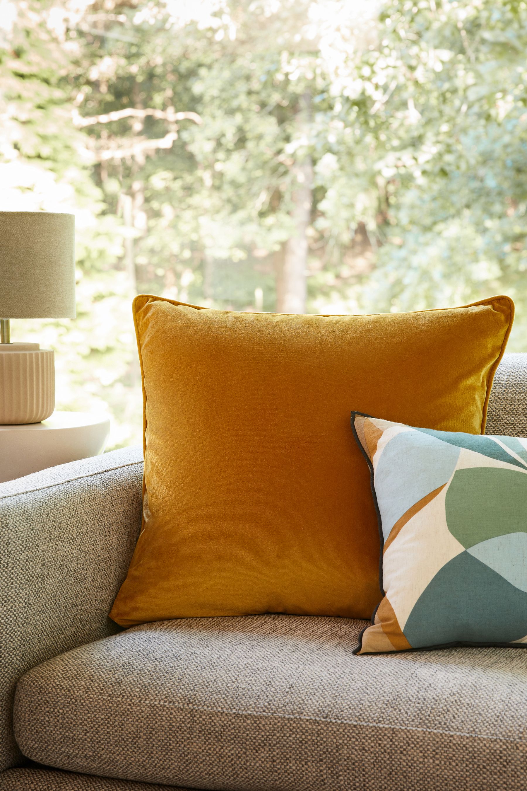 Buy Dark Ochre Yellow 59 x 59cm Matte Velvet Cushion from the Next UK online shop