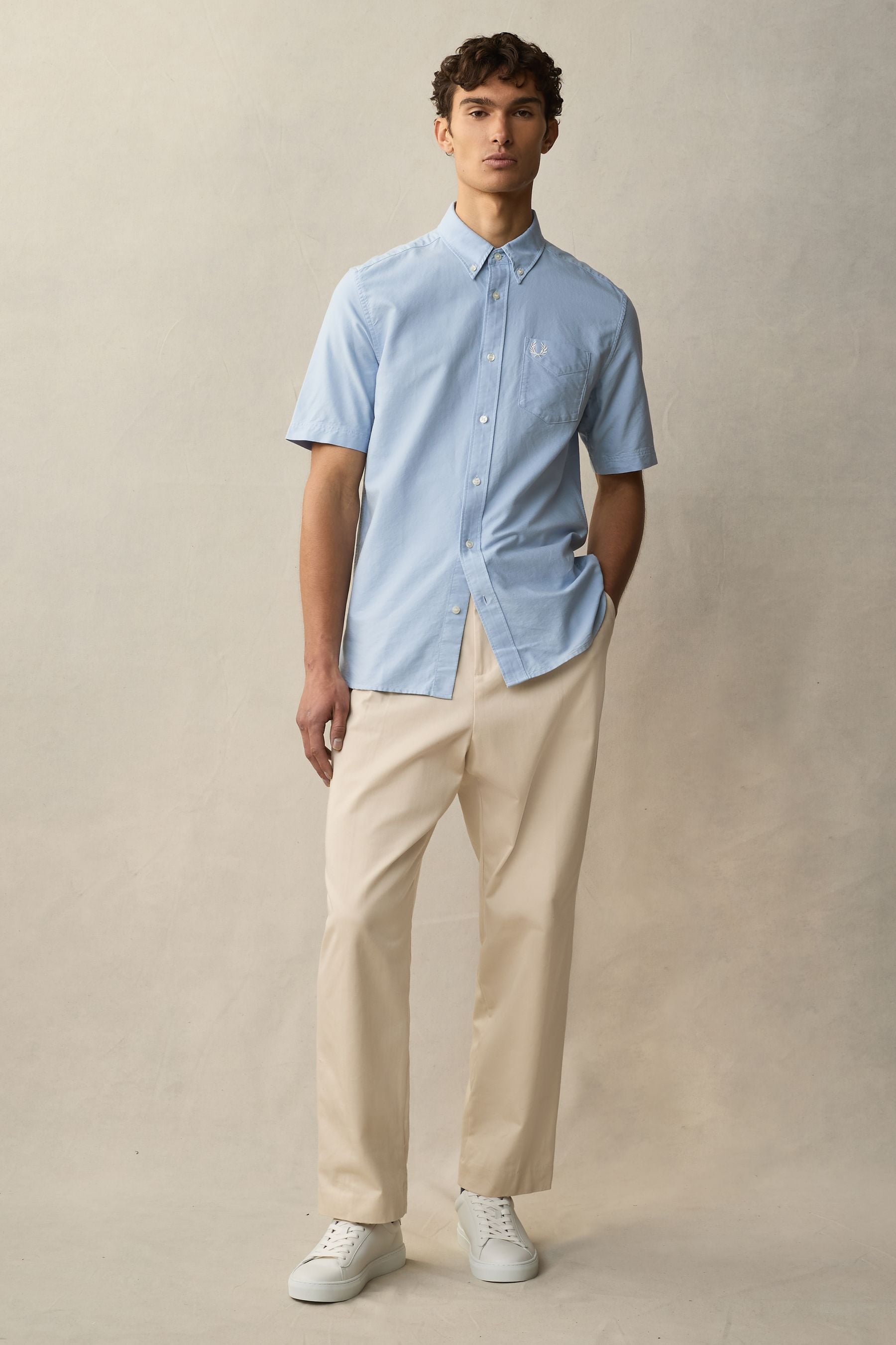 Fred perry short sleeve oxford shirt white online