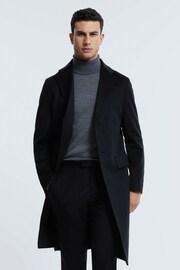 Reiss Navy Tycho Atelier Cashmere Single Breasted Coat - Image 1 of 8