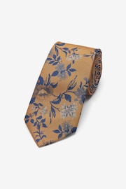 Yellow Gold/Blue Navy Floral Pattern Tie - Image 1 of 3