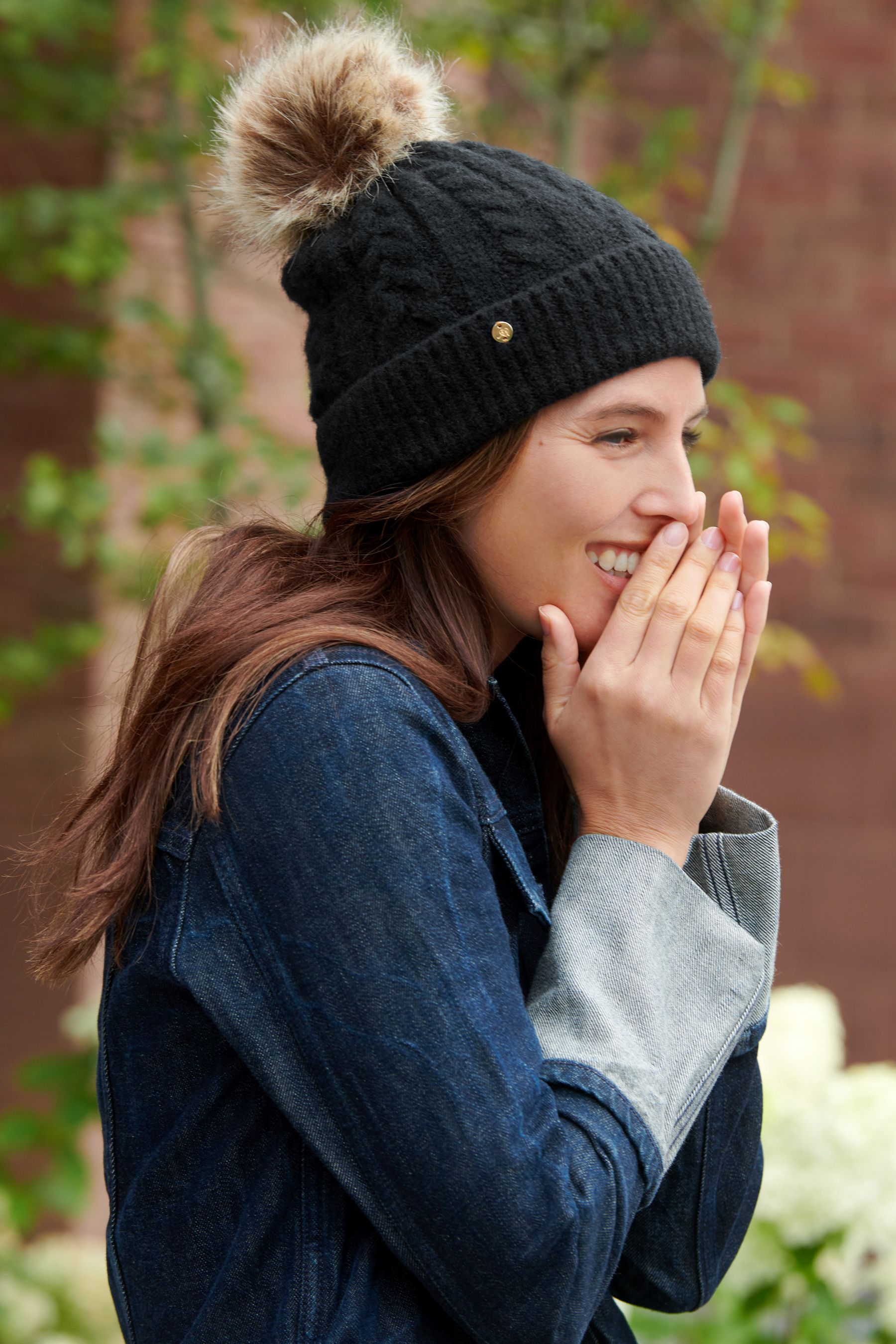 Black cable knit hat new arrivals