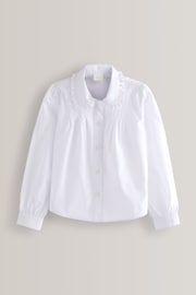 White Long Sleeve Pretty Collar School Shirt (3-14yrs) - Image 8 of 9