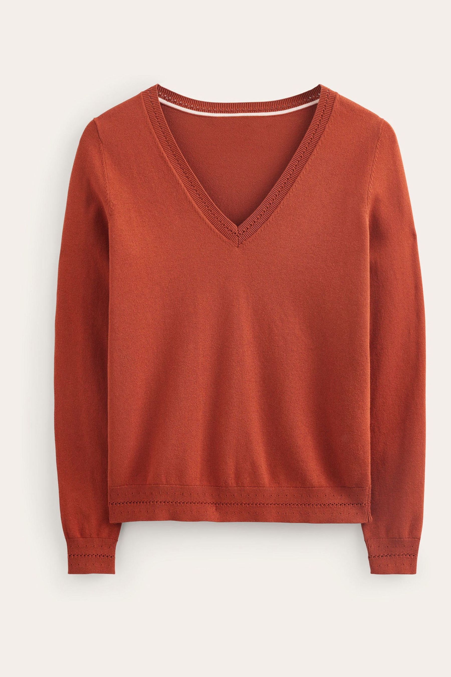 Buy Boden Tan Brown Catriona Cotton V Neck Jumper from Next Luxembourg