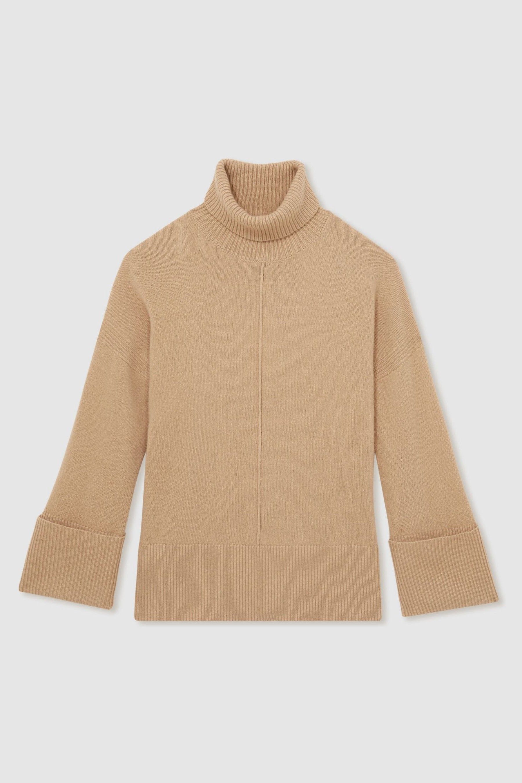 Buy Reiss Camel Sarah Casual Wool Cashmere Roll Neck Jumper from Next Luxembourg