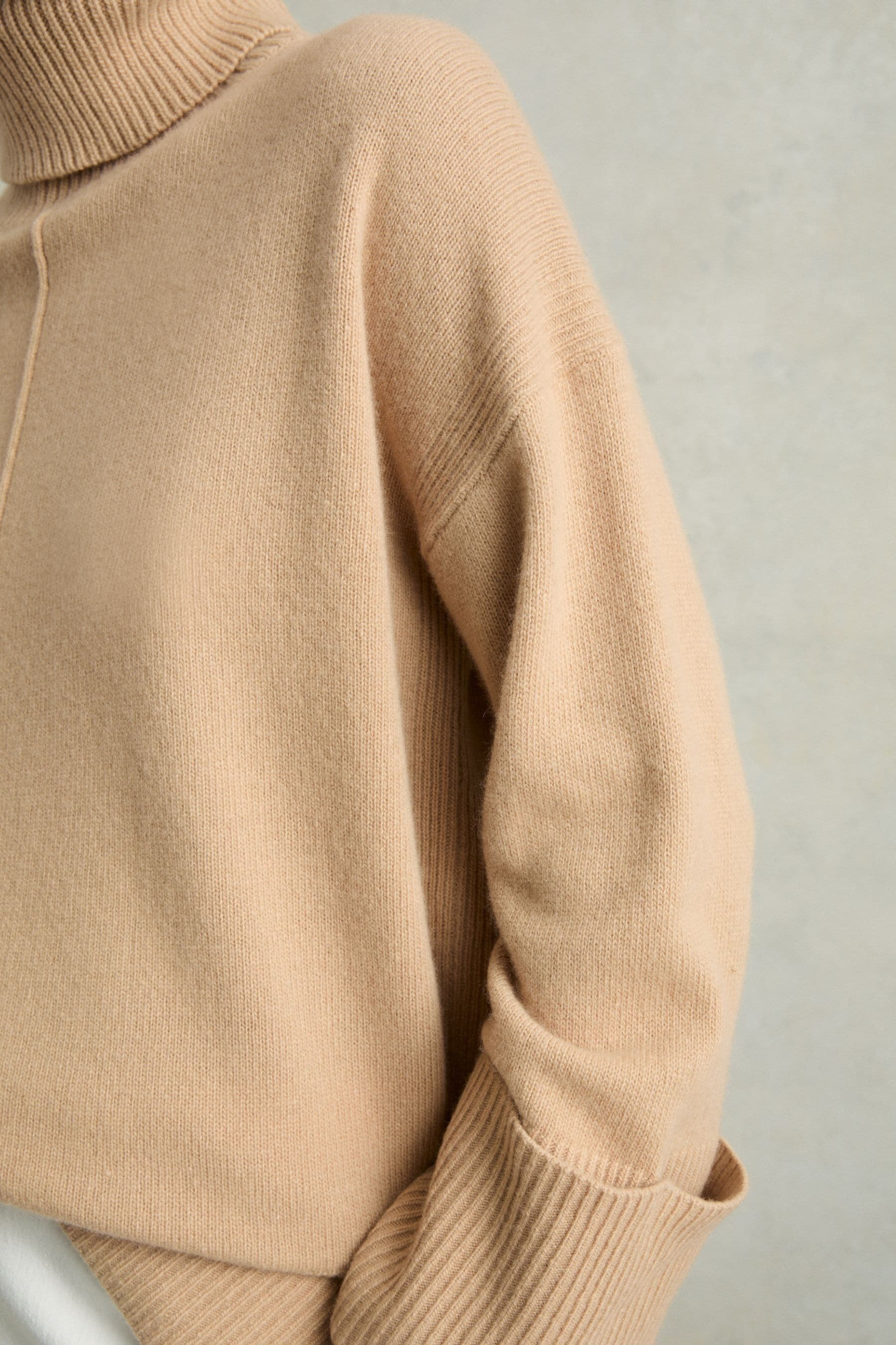 Buy Reiss Camel Sarah Casual Wool Cashmere Roll Neck Jumper from Next Luxembourg