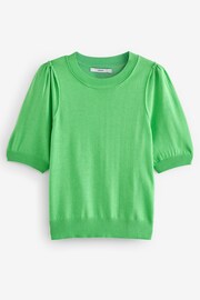 Green Crew Neck Short Sleeve Knitted Top - Image 5 of 6