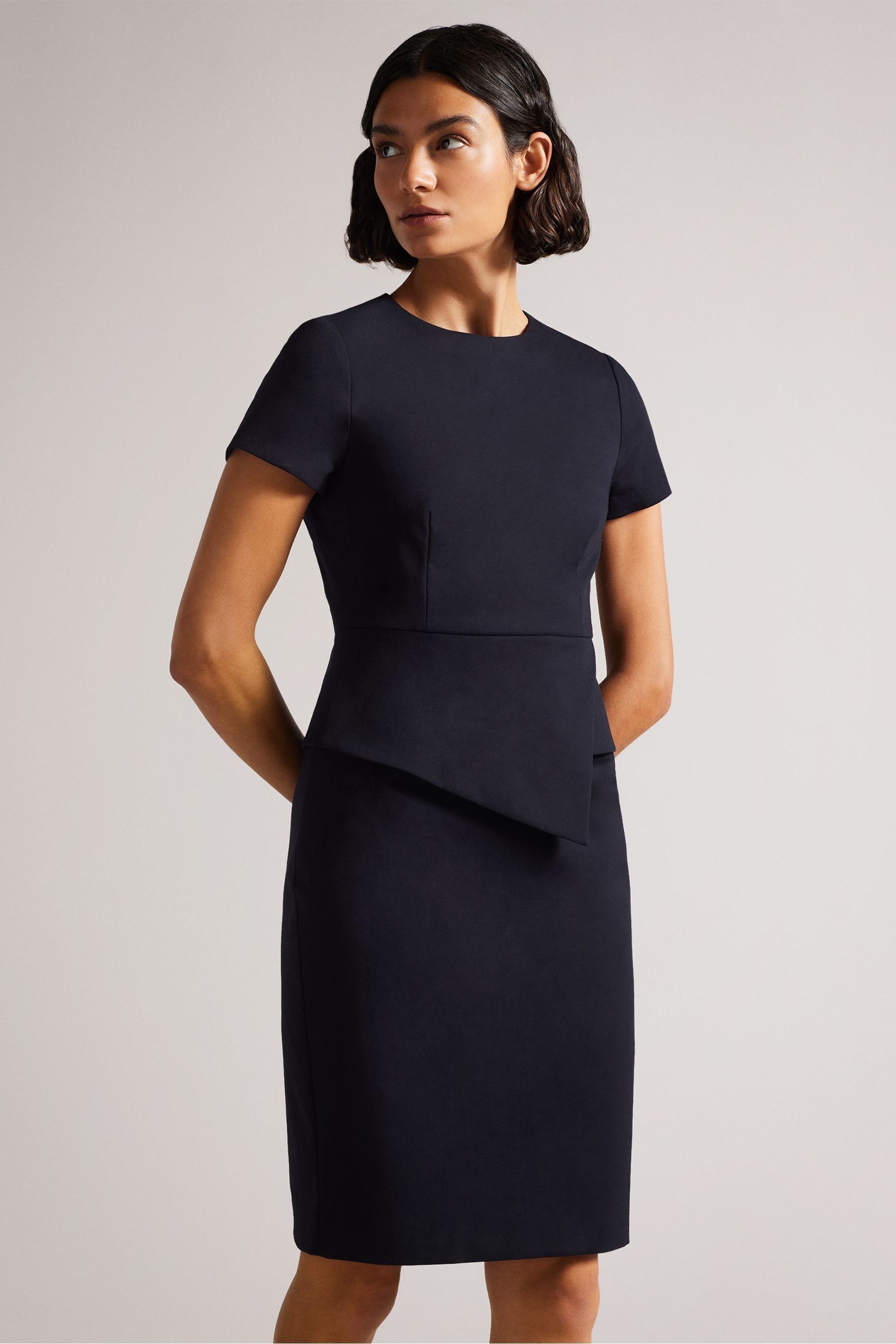 Buy Ted Baker Dark Blue Elynah Asymmetric Peplum Tailored Dress from Next Luxembourg